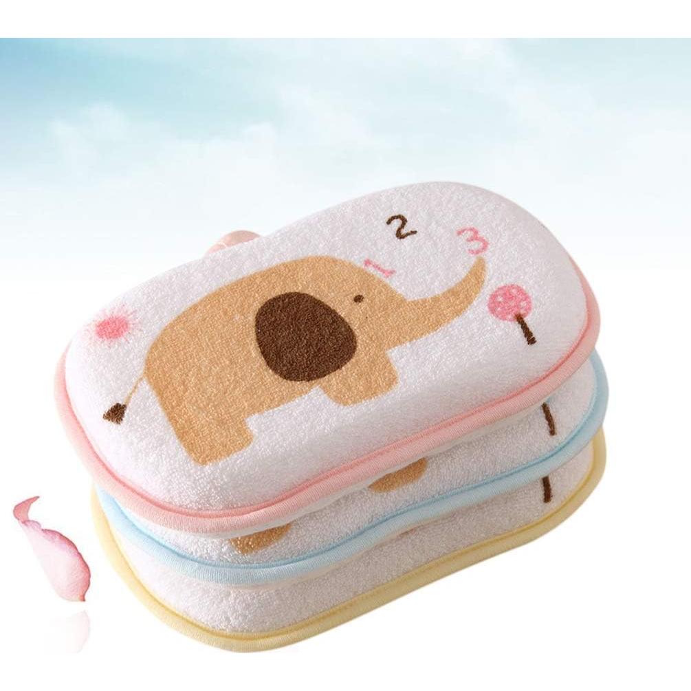 Esponja de Baño para Bebés Lurrose 3PCS Algodón Suave 13x9cm