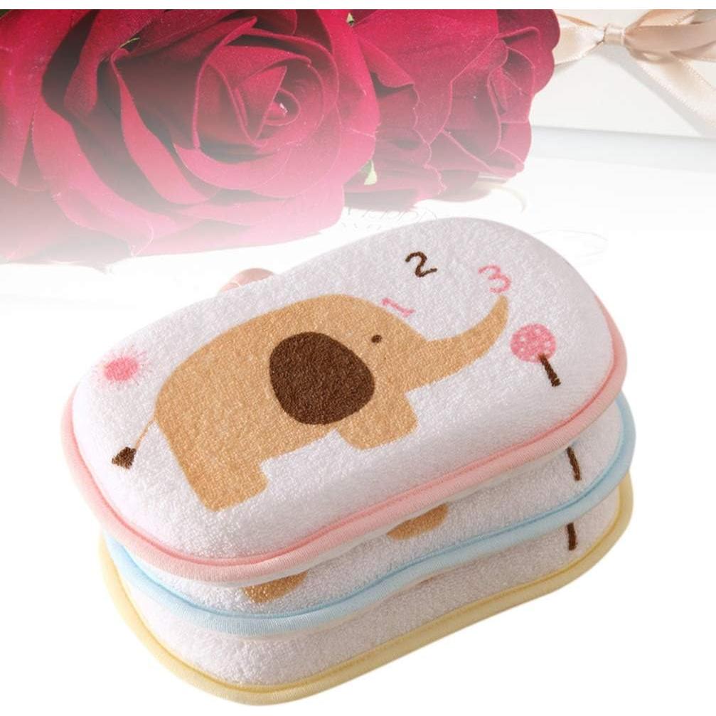 Esponja de Baño para Bebés Lurrose 3PCS Algodón Suave 13x9cm