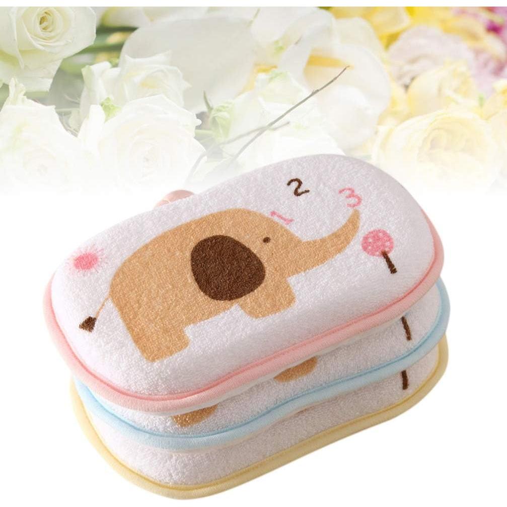Esponja de Baño para Bebés Lurrose 3PCS Algodón Suave 13x9cm