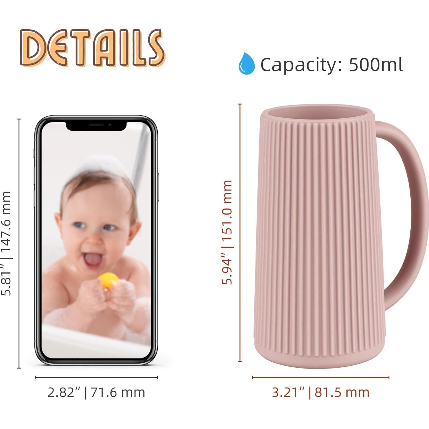 Taza de Enjuague Nothomme de Silicona Rosa 500ml para Niños