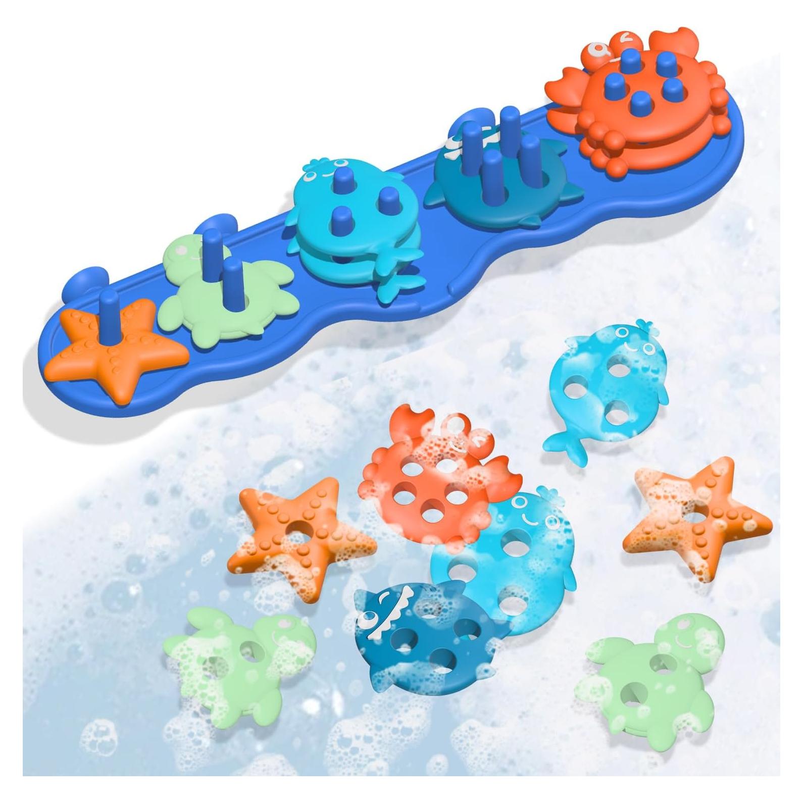 Juguetes de Baño de Silicona para Bebés - 10 Piezas Flotantes