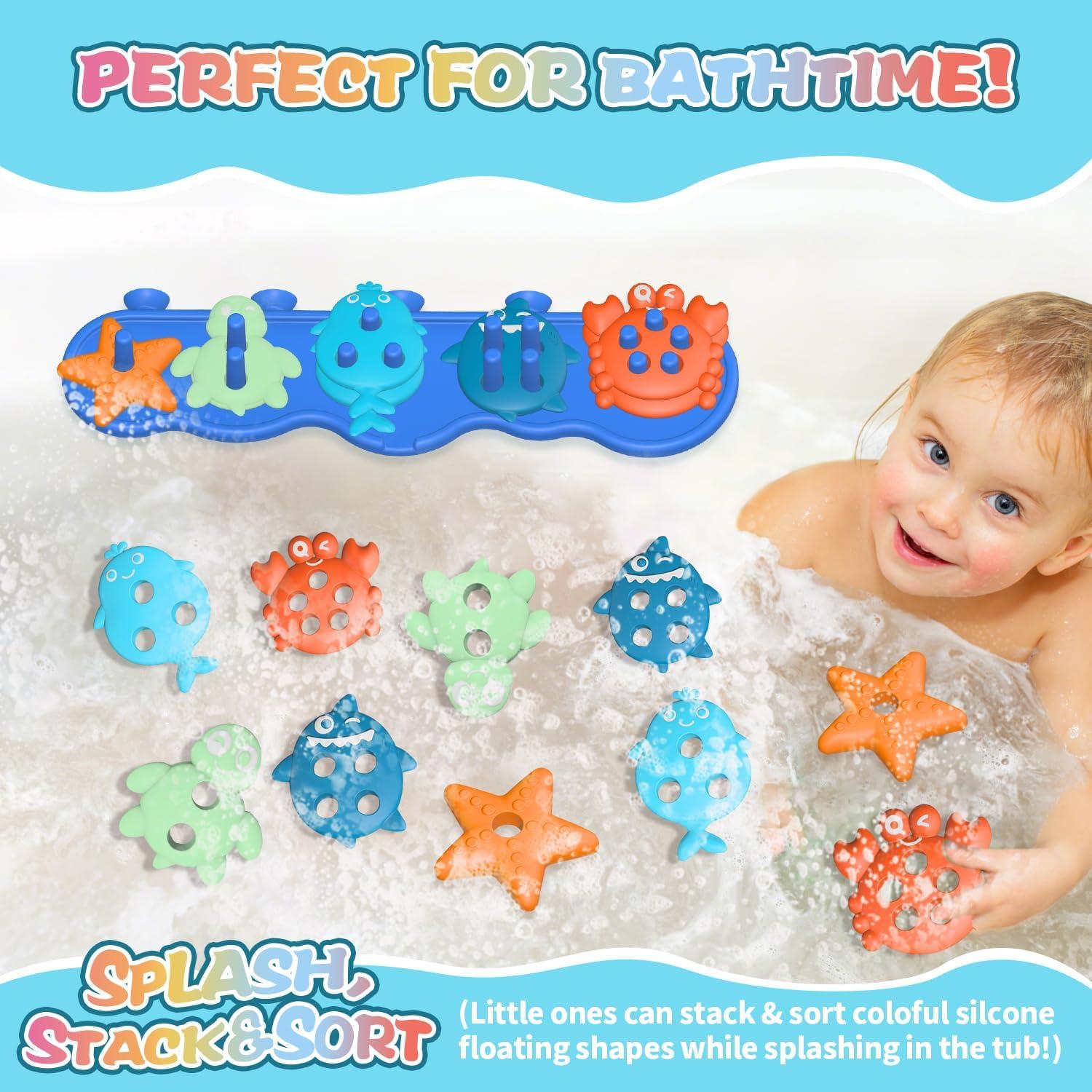 Juguetes de Baño de Silicona para Bebés - 10 Piezas Flotantes