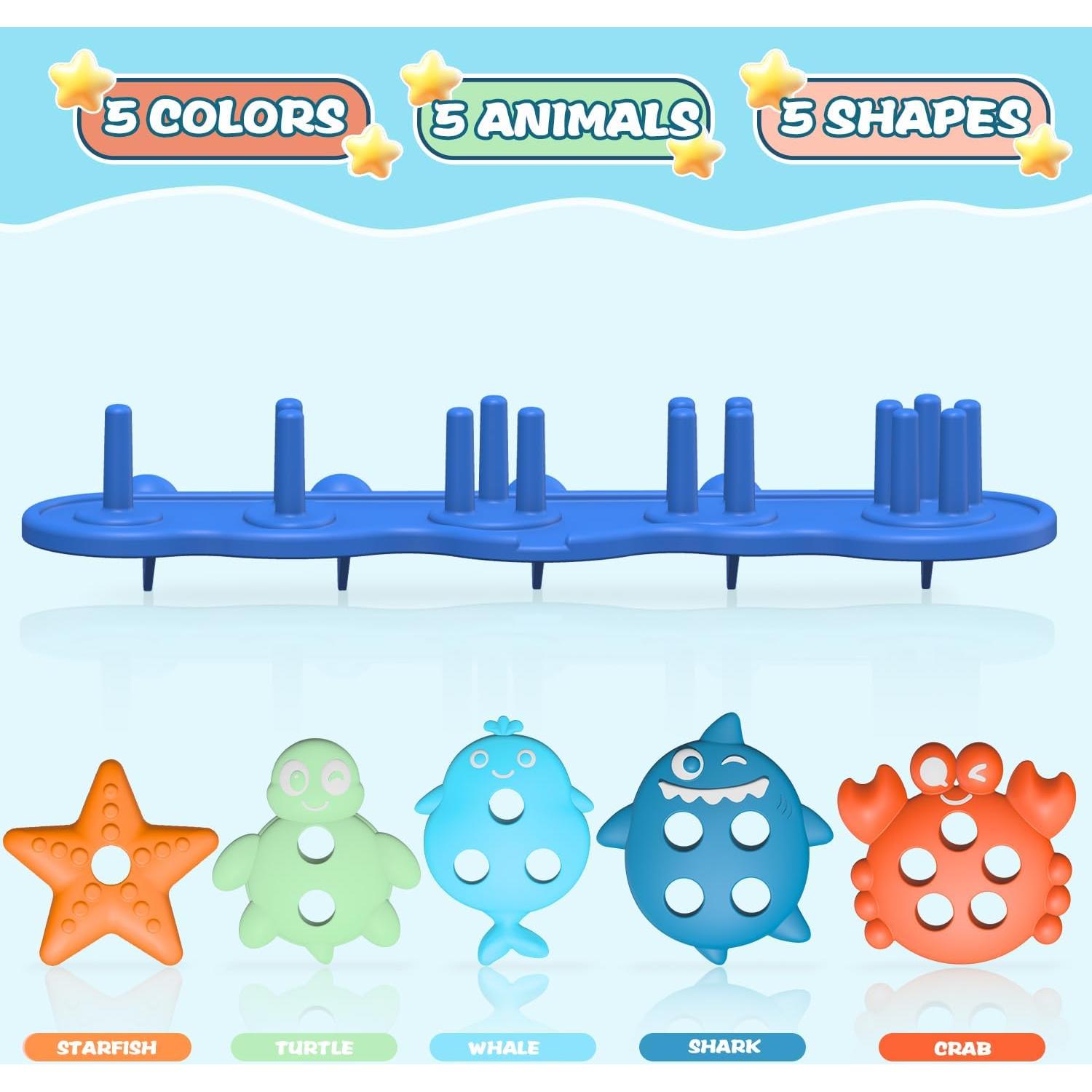 Juguetes de Baño de Silicona para Bebés - 10 Piezas Flotantes