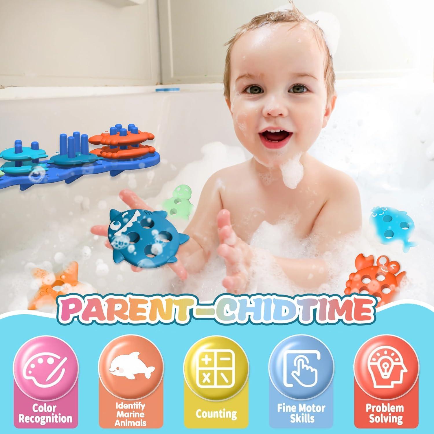 Juguetes de Baño de Silicona para Bebés - 10 Piezas Flotantes