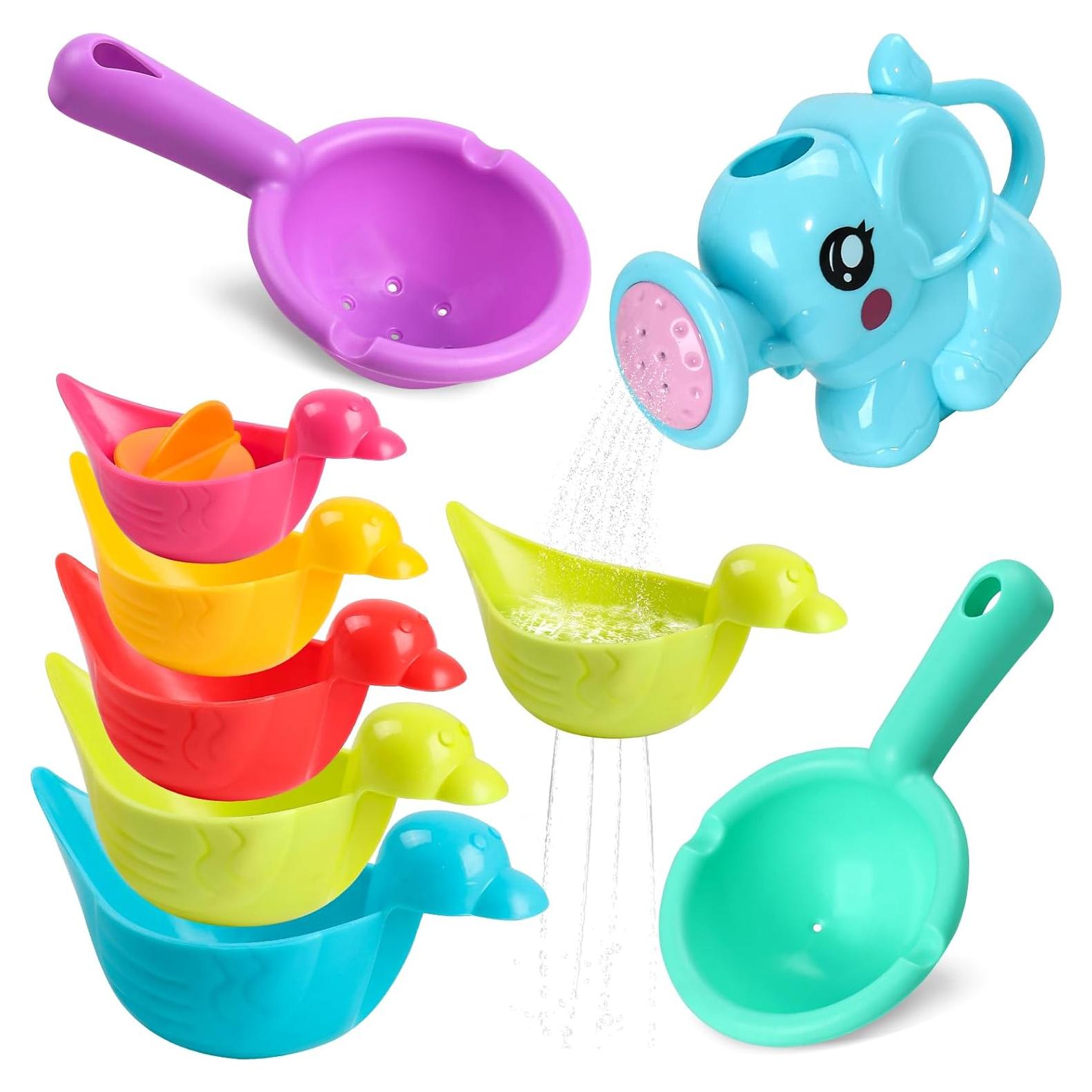 Juguetes de baño Fajiabao 8 PCS para bebés 1-3 años