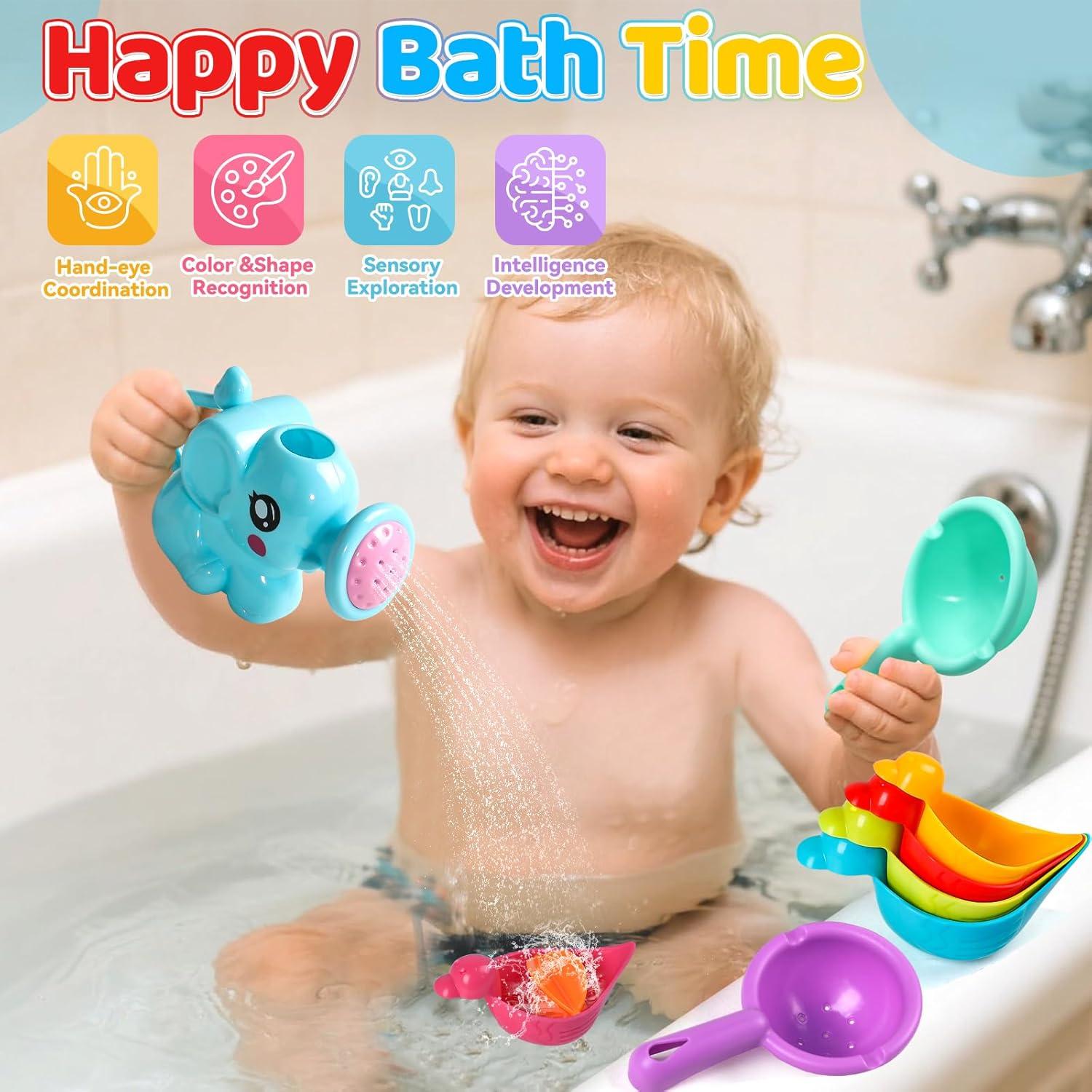 Juguetes de baño Fajiabao 8 PCS para bebés 1-3 años
