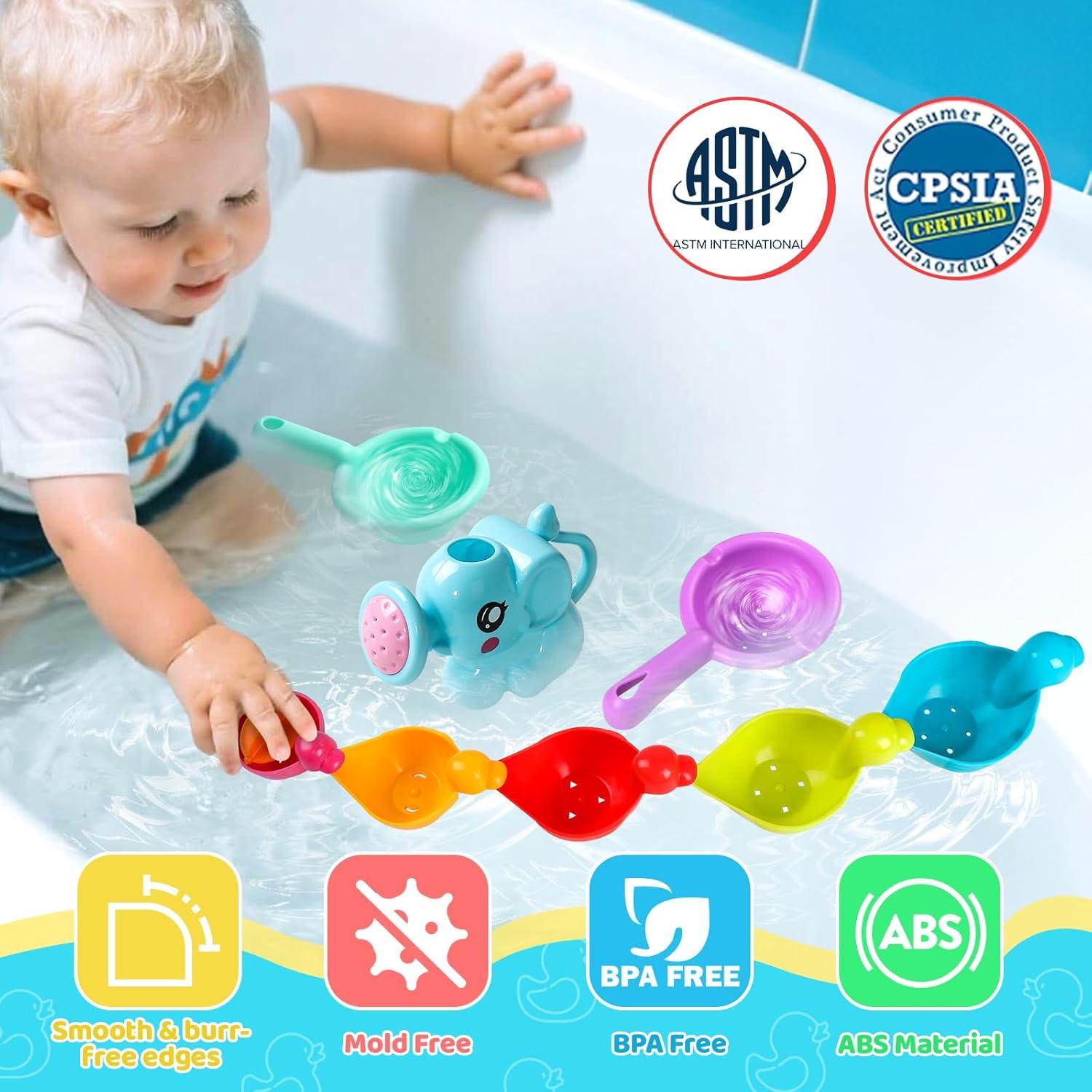 Juguetes de baño Fajiabao 8 PCS para bebés 1-3 años