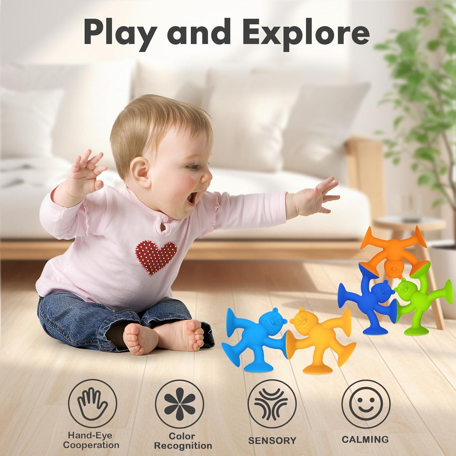 Juguetes de baño de silicona con ventosas 6 PCS para bebés