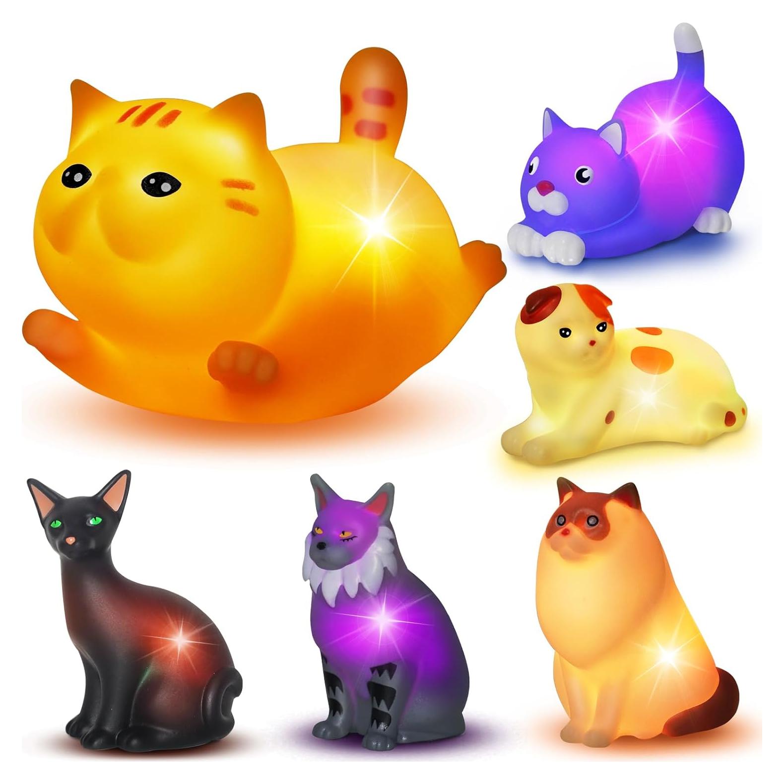 Set de 6 Juguetes de Baño Iluminados Gato VIBOYLAR 6.35 cm
