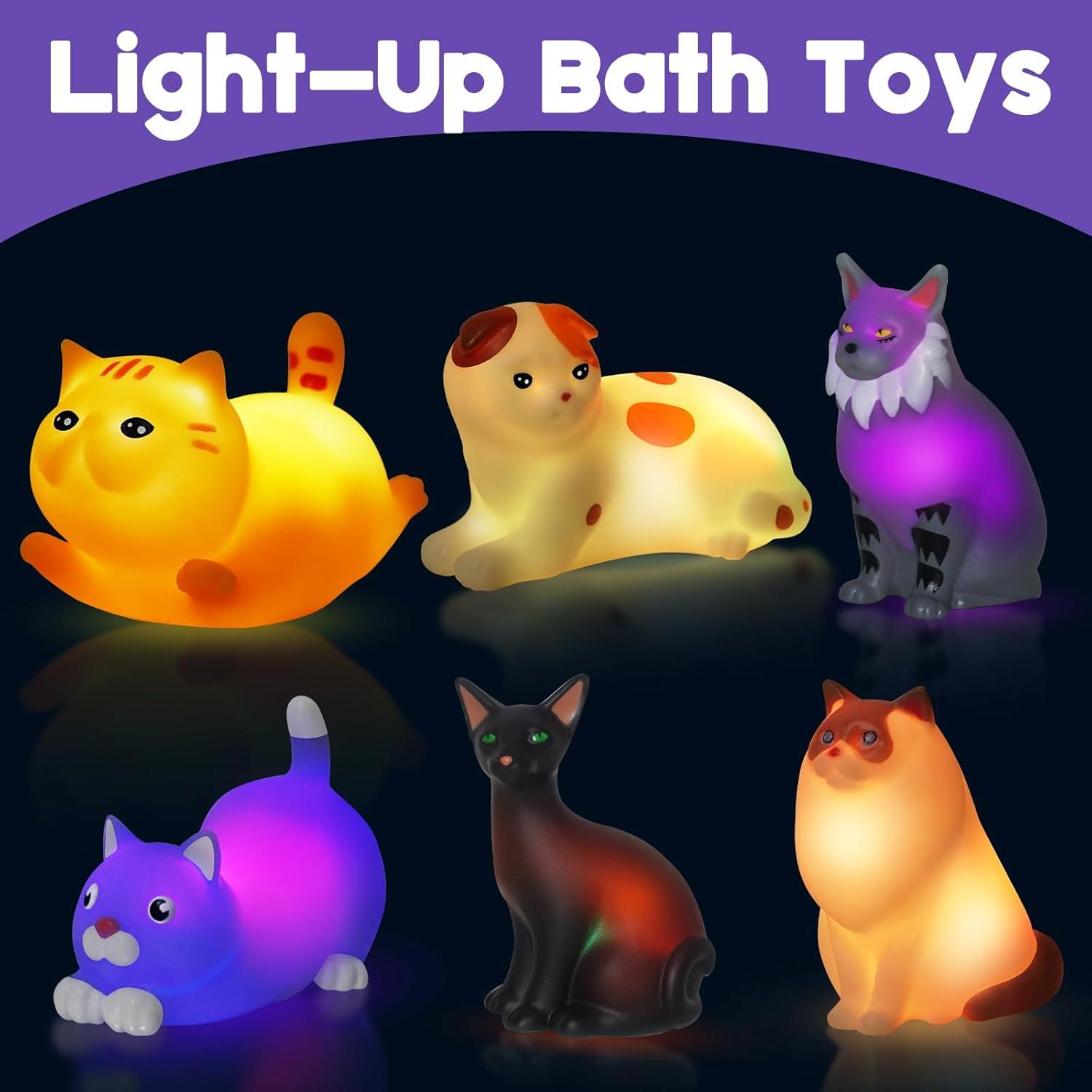 Set de 6 Juguetes de Baño Iluminados Gato VIBOYLAR 6.35 cm