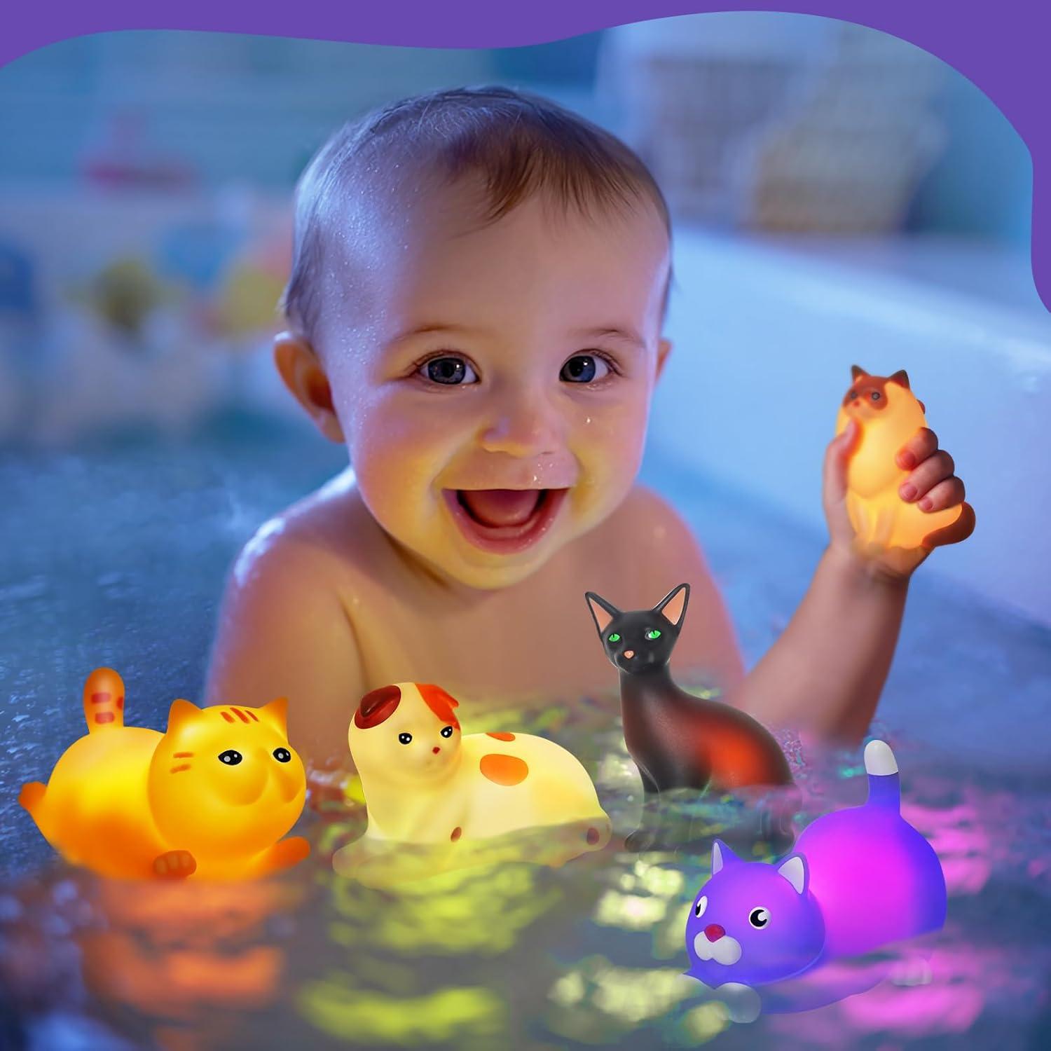 Set de 6 Juguetes de Baño Iluminados Gato VIBOYLAR 6.35 cm