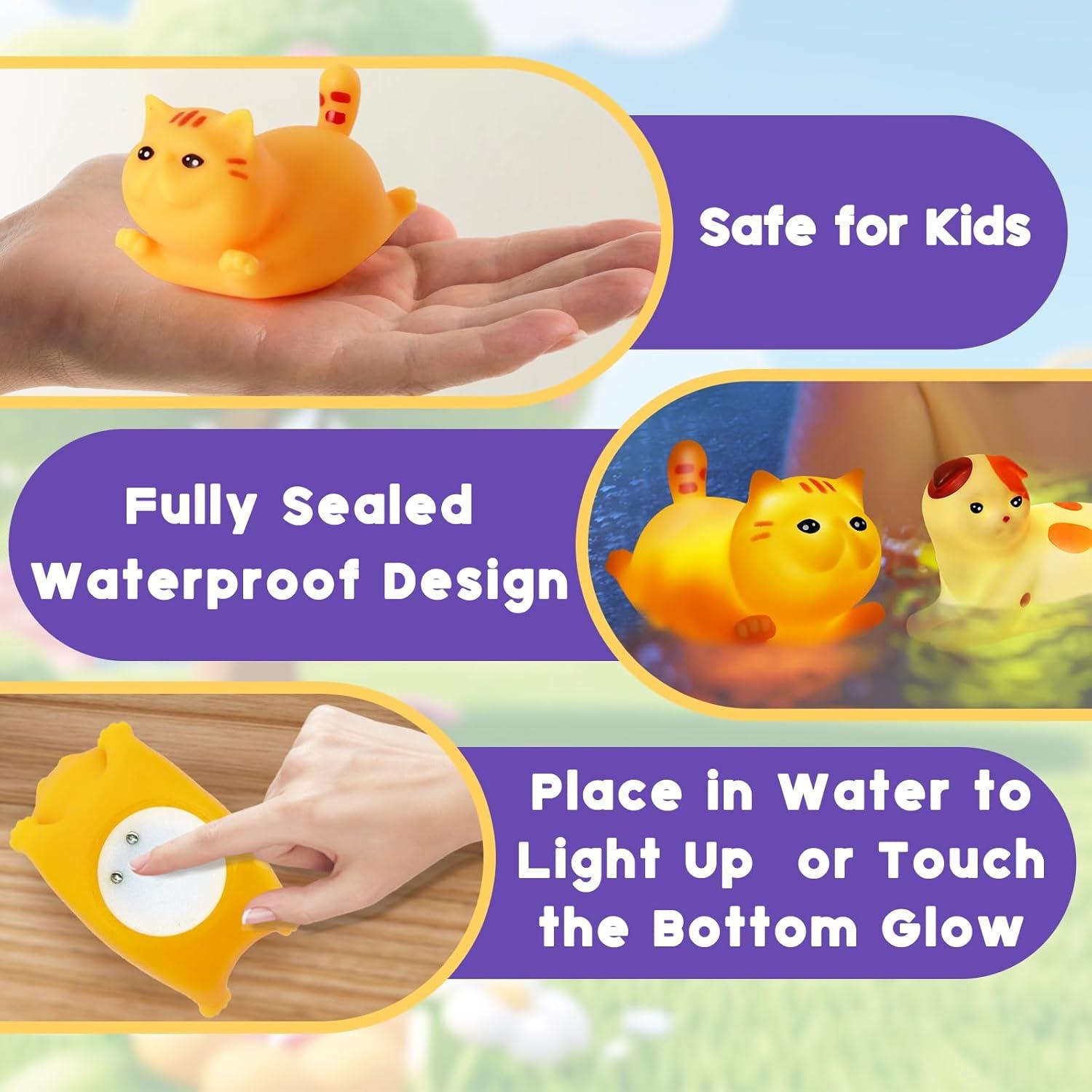 Set de 6 Juguetes de Baño Iluminados Gato VIBOYLAR 6.35 cm