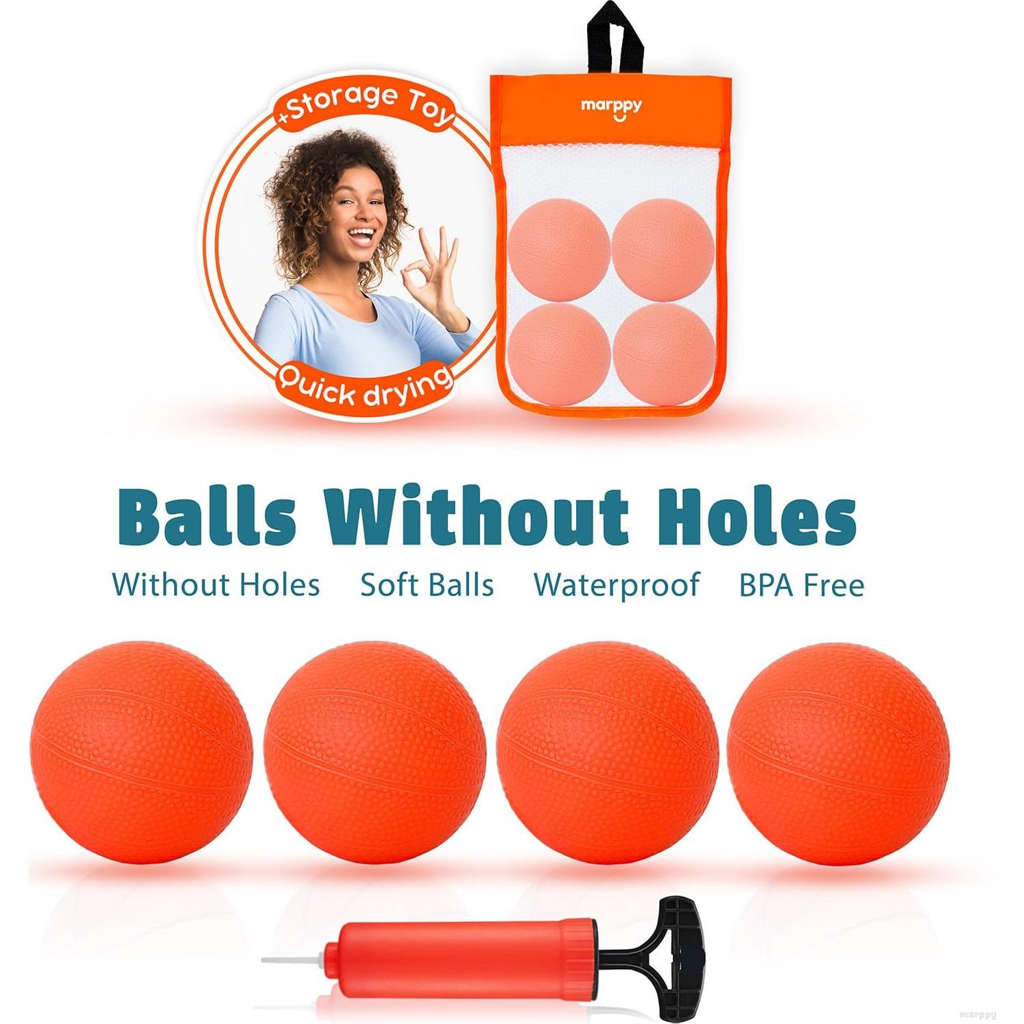 Aro de Baloncesto para Baño Marppy con 4 Pelotas para Niños