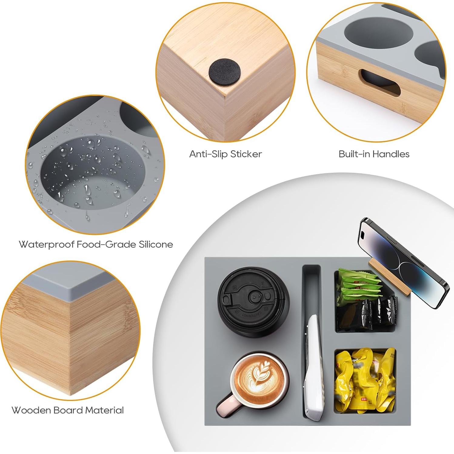 Bandeja para Portavasos ByNaRIX Sofá 30x25cm Gris