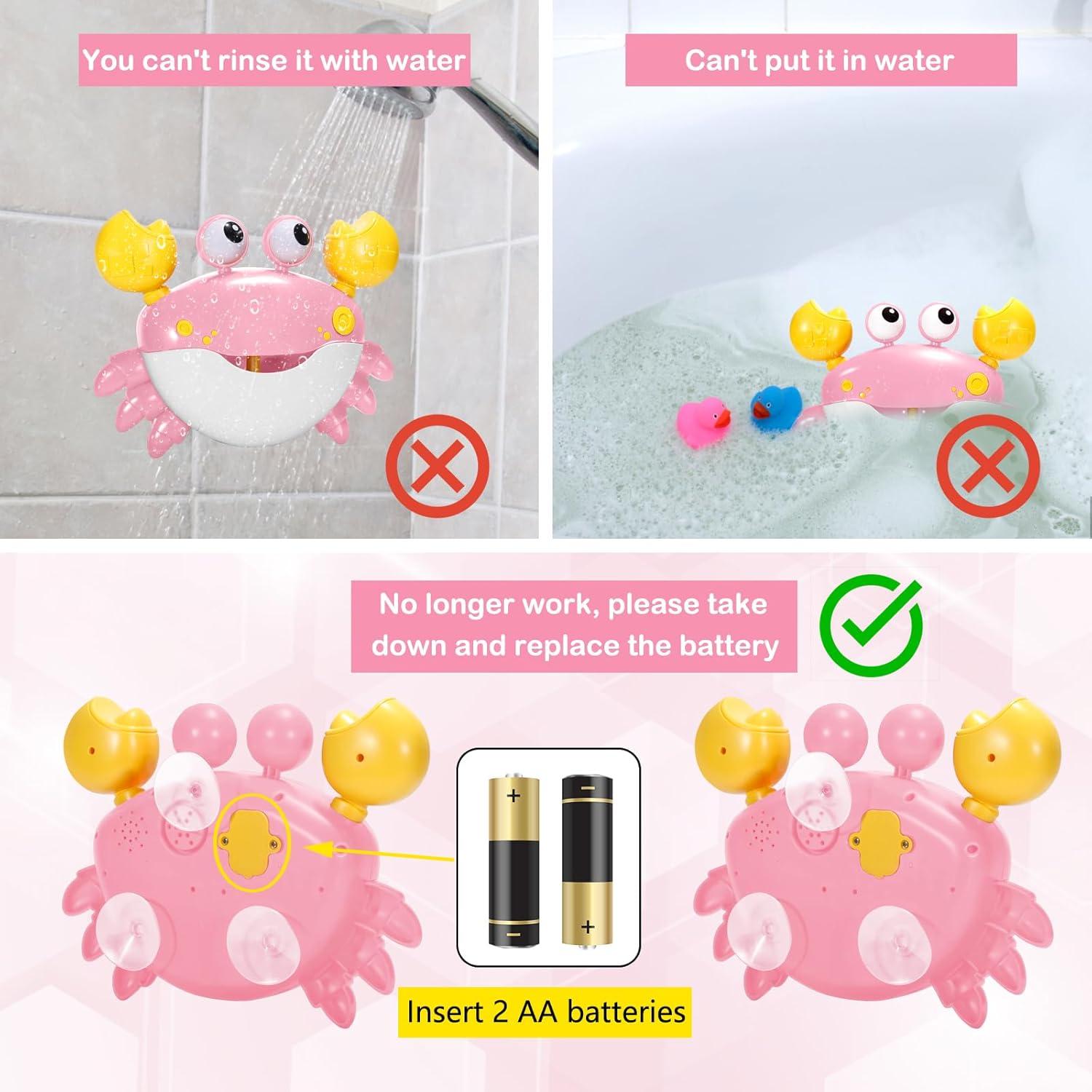 Juguete de Baño Cangrejo YUISTRE Generador de Burbujas Rosa