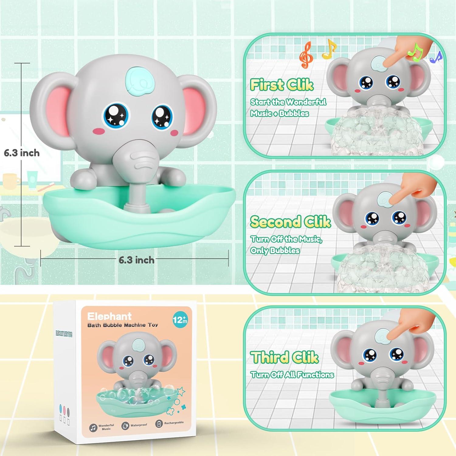 Juguete de baño Tohibee Elefante Musical con Burbujas