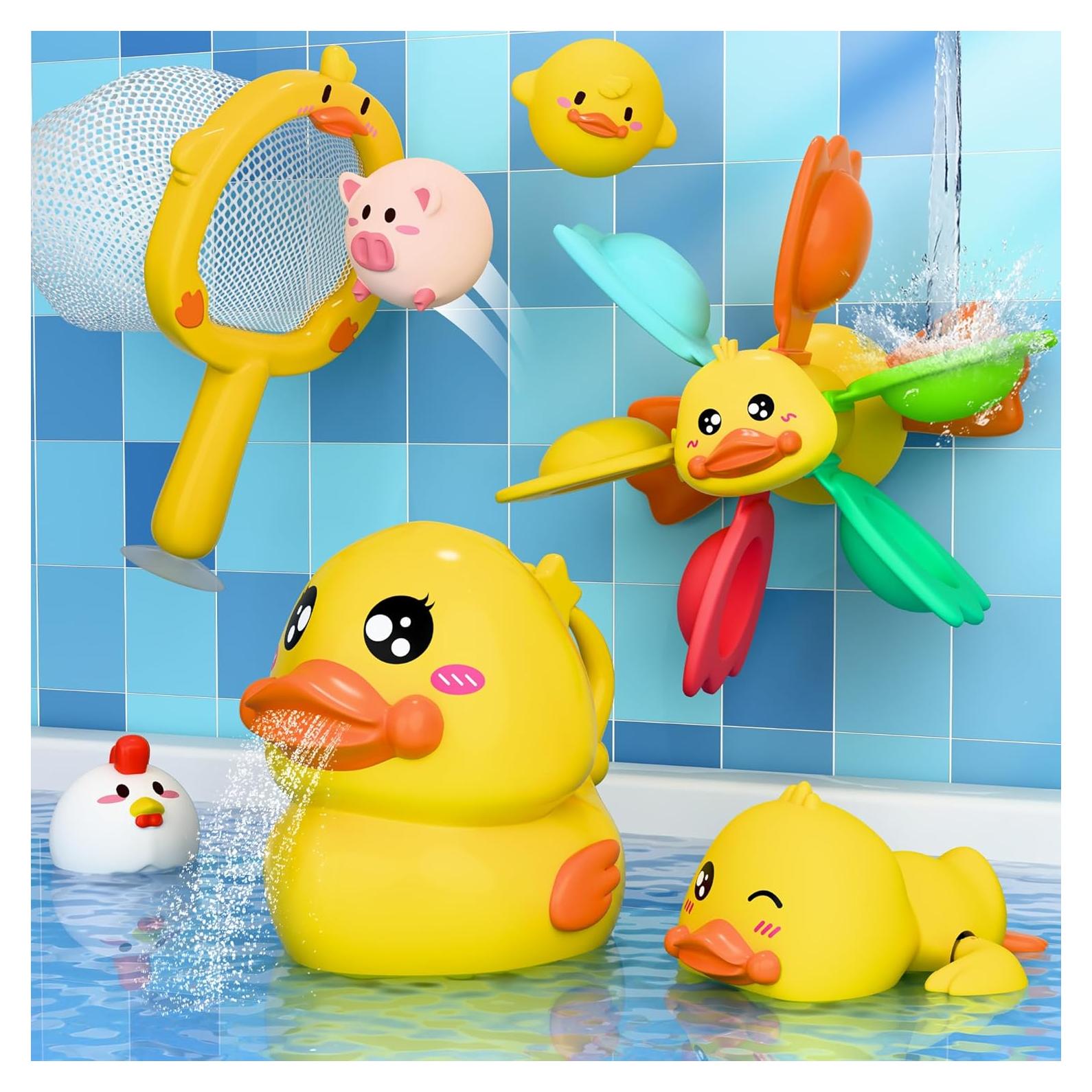 Juguete de baño iPlay iLearn pato nadador con red y molino