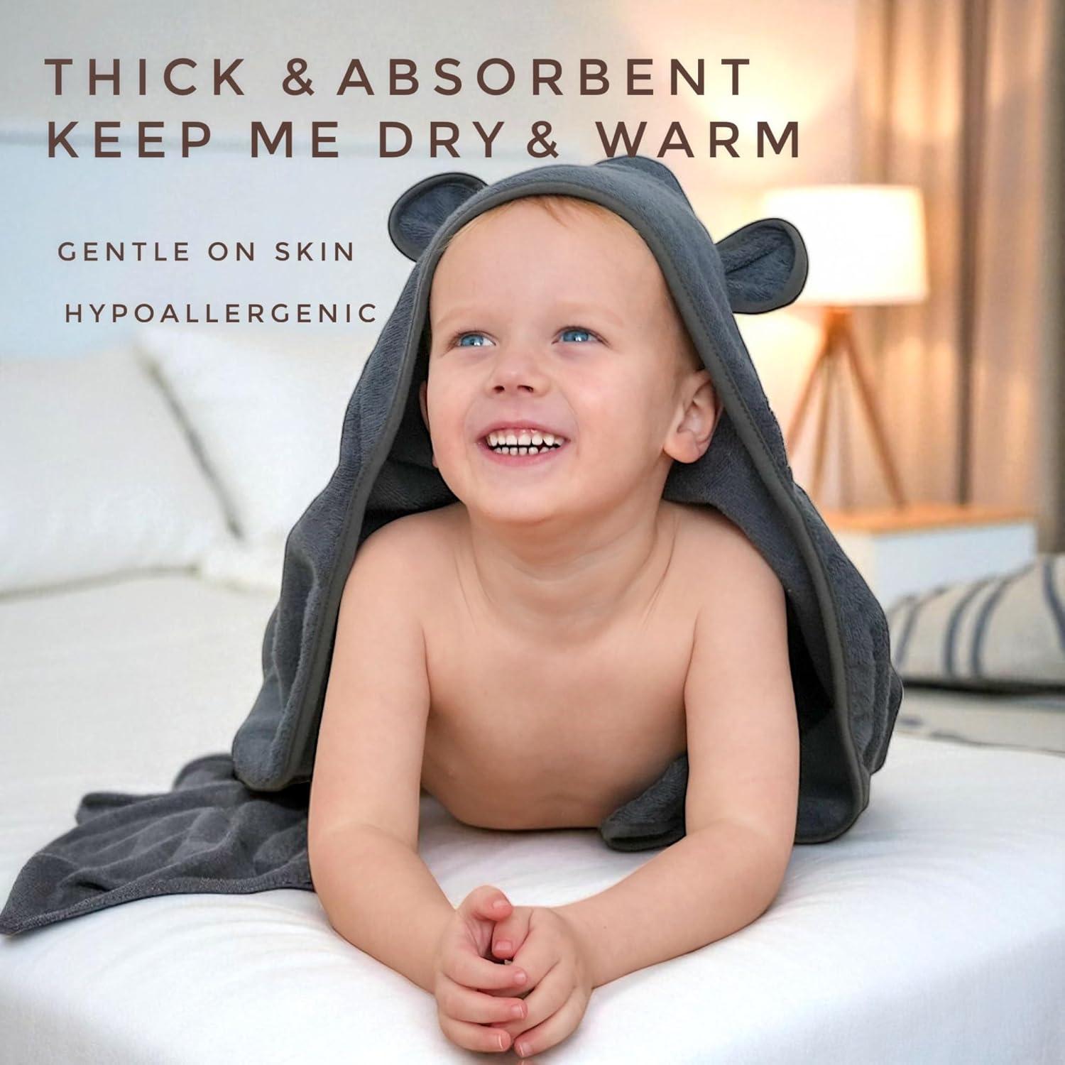 Poncho Toalla Odaaa Algodón Orgánico 84cm Gris con Capucha