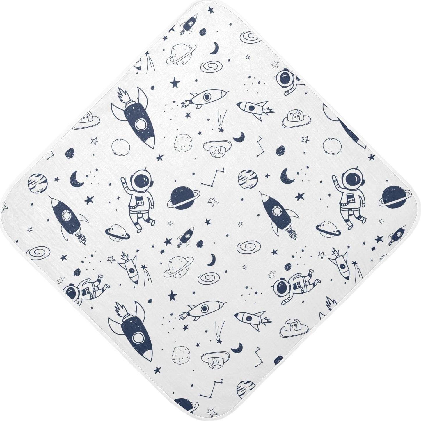 Toalla con Capucha GOODOLD 100% Algodón Patrón Espacial 76.2x76.2 cm