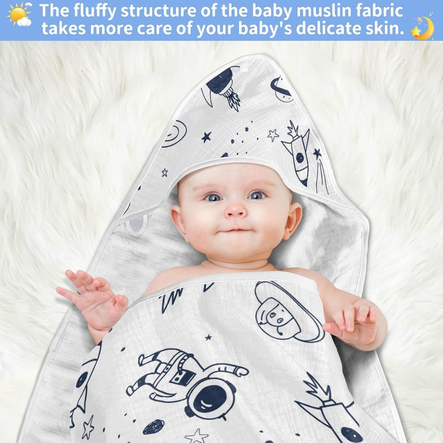 Toalla con Capucha GOODOLD 100% Algodón Patrón Espacial 76.2x76.2 cm