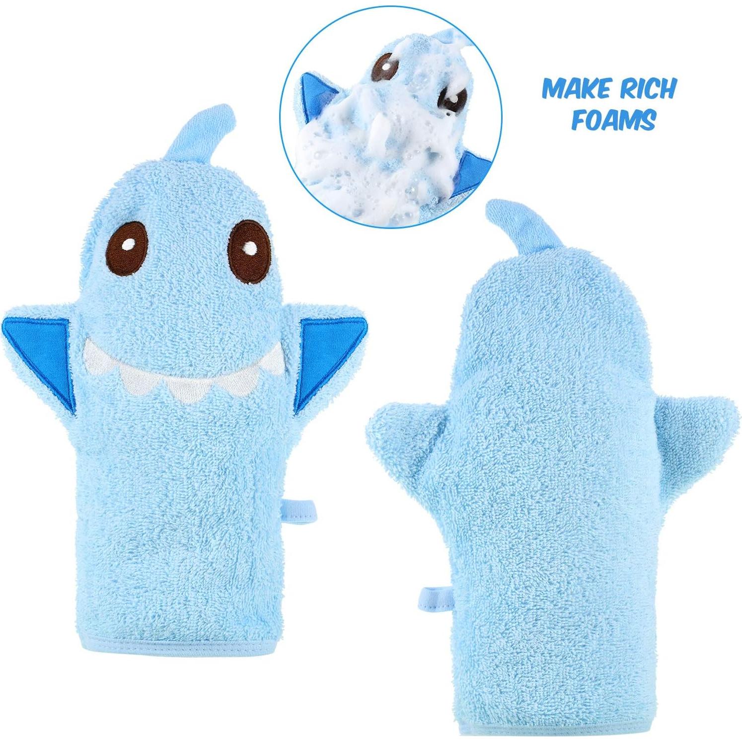 Guantes de Baño para Bebés Shappy - 4 Piezas Animales Suaves