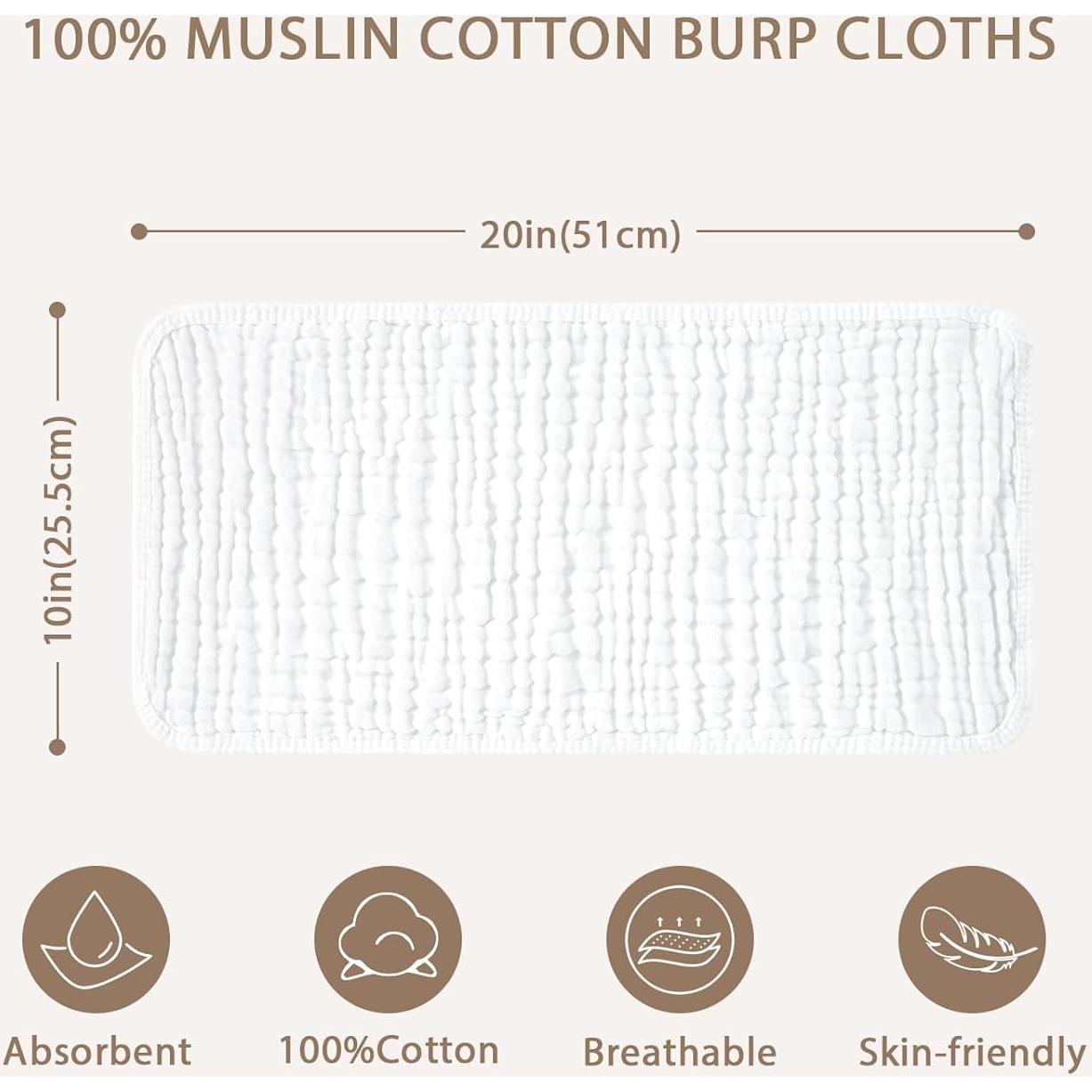 Pañuelos de Eructo Yoofoss 10 Piezas 100% Algodón Orgánico Grande