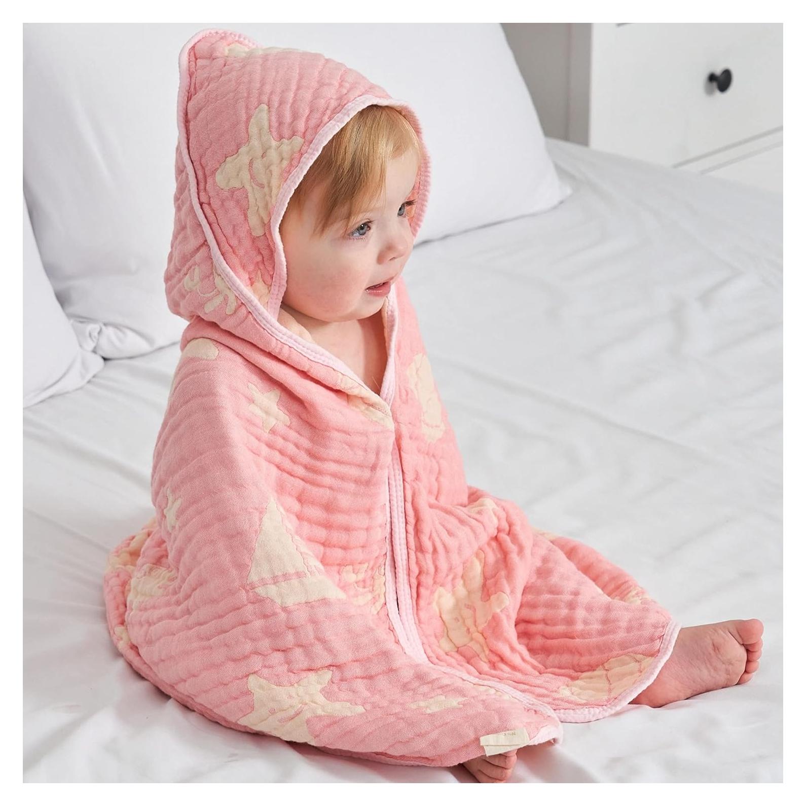 Toalla de Baño con Capucha HardNok Rosa Oceánico 81x81 cm