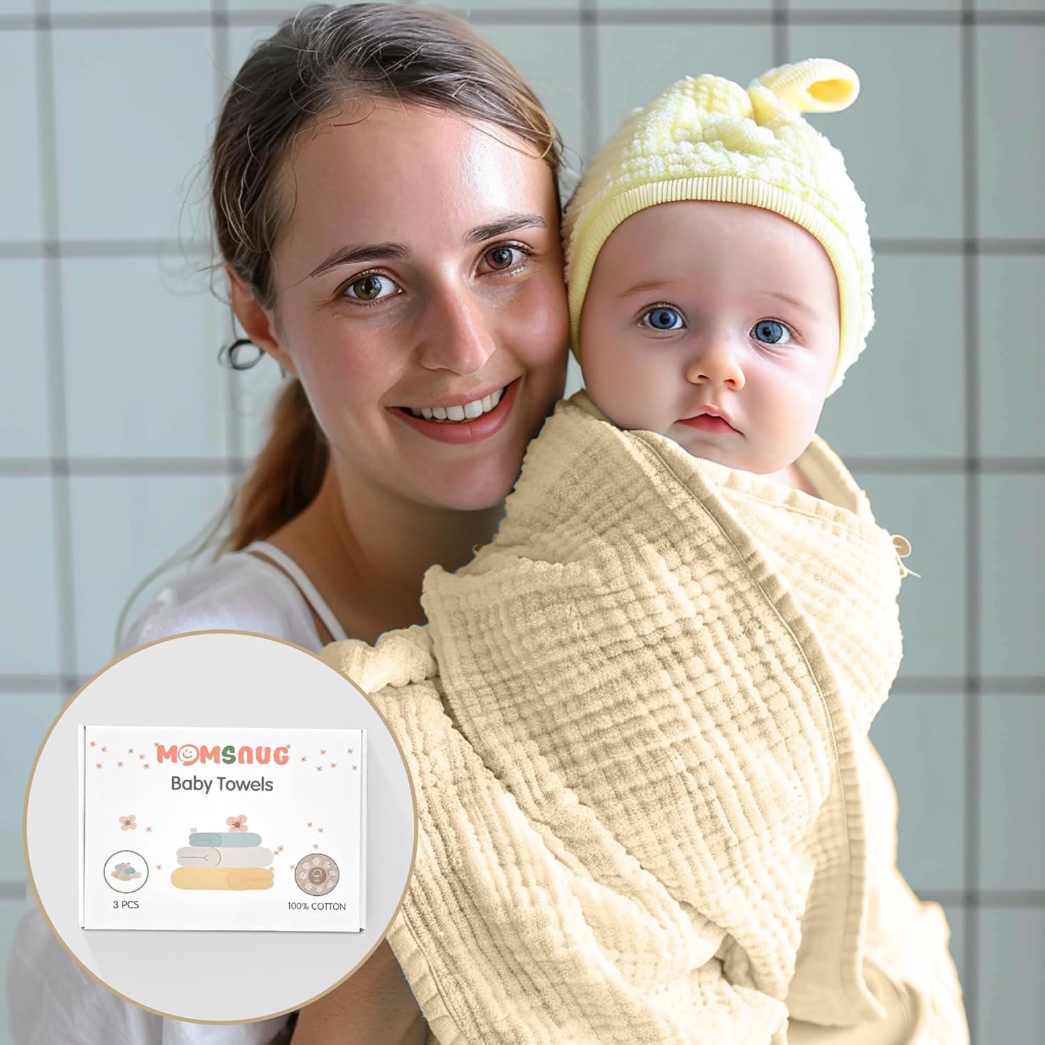 Toallas de bebé con capucha Momsnug - 3 unidades de 88.9 cm - Algodón