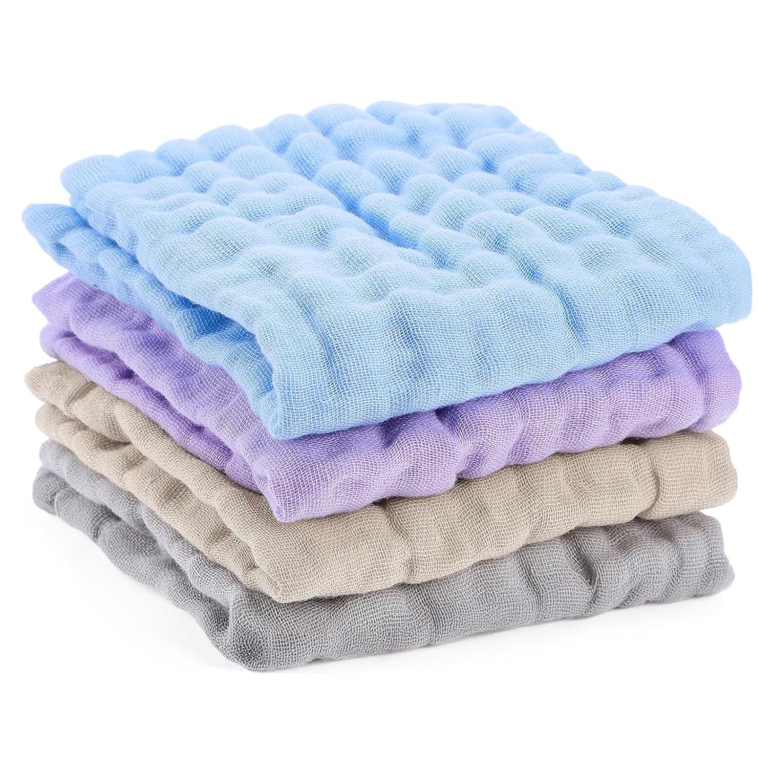 4 Paños de Muselina para Bebés Qianyu 100% Algodón Multicolor