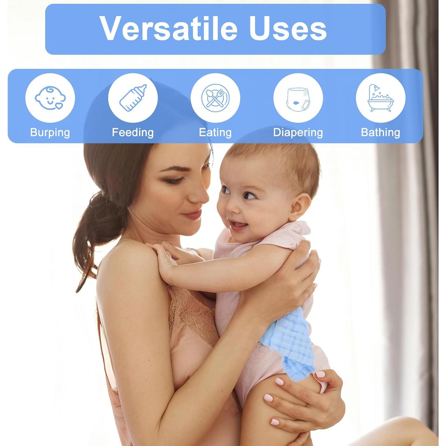 4 Paños de Muselina para Bebés Qianyu 100% Algodón Multicolor