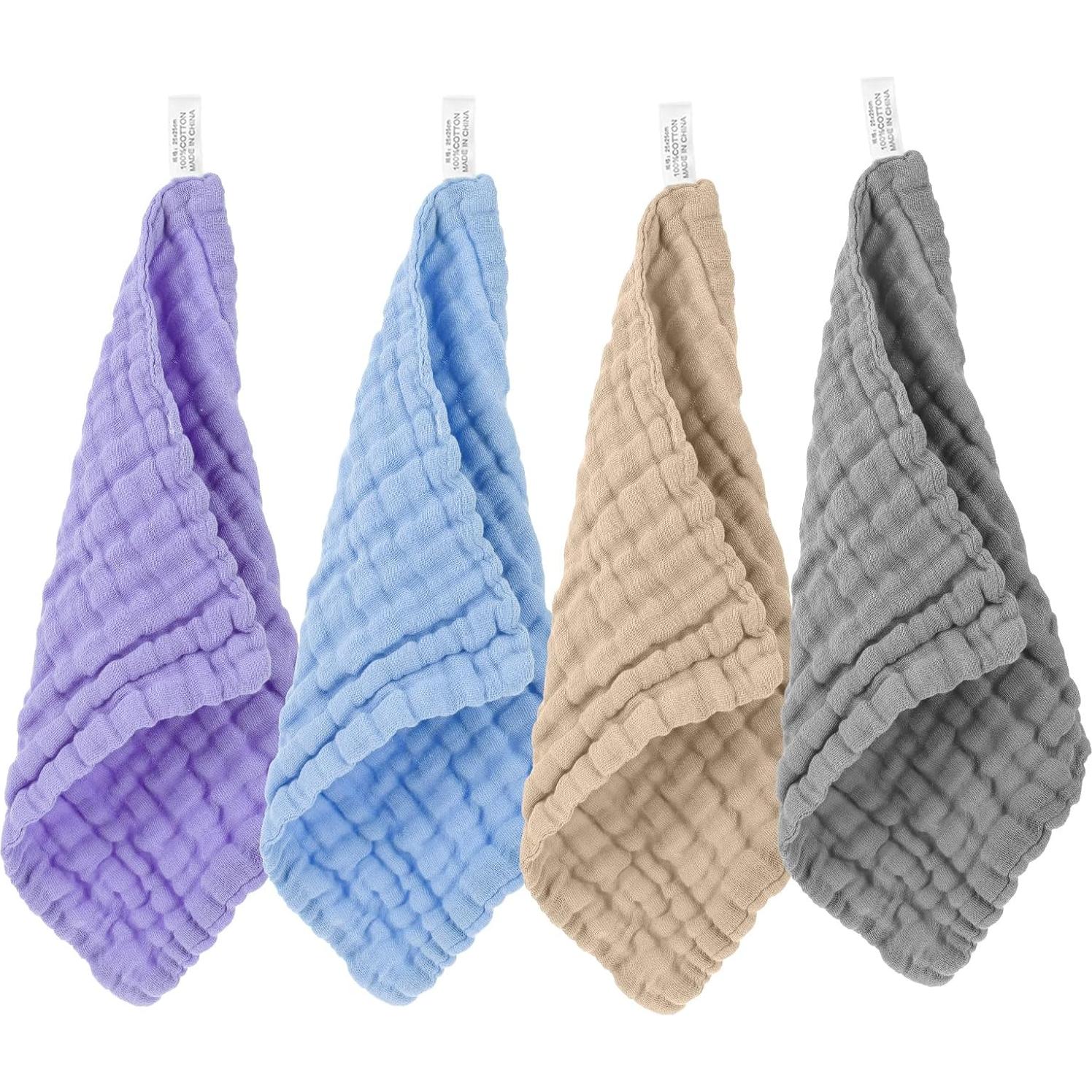 4 Paños de Muselina para Bebés Qianyu 100% Algodón Multicolor
