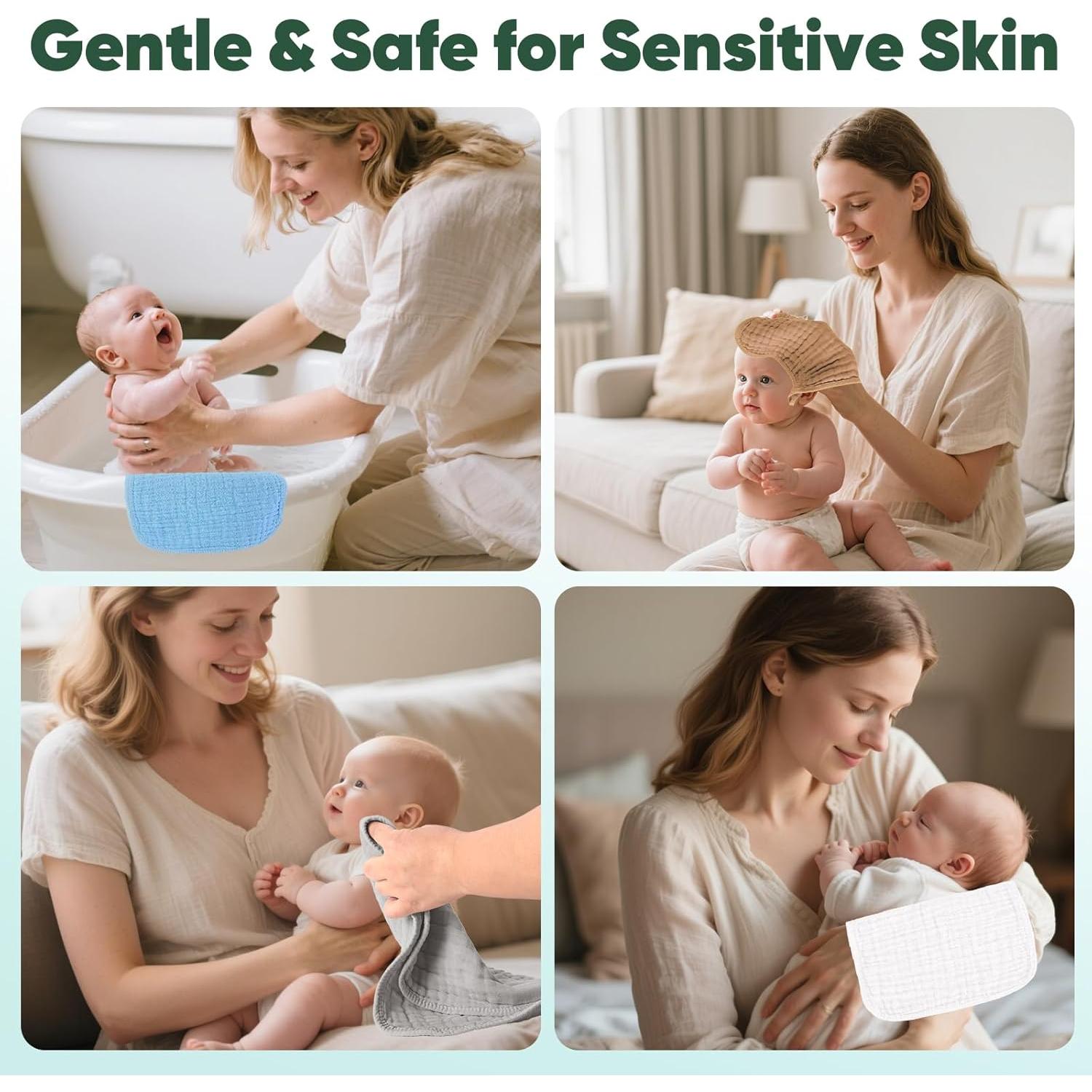 Toallitas para Bebé 100% Algodón 30x30 cm 6 Piezas