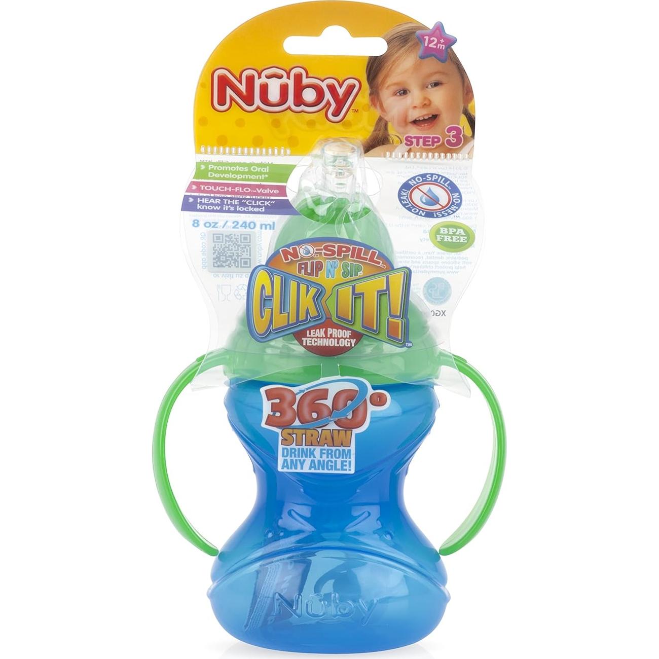 Taza Nuby No-Spill Flip N' Sip 226.8 ml Multicolor