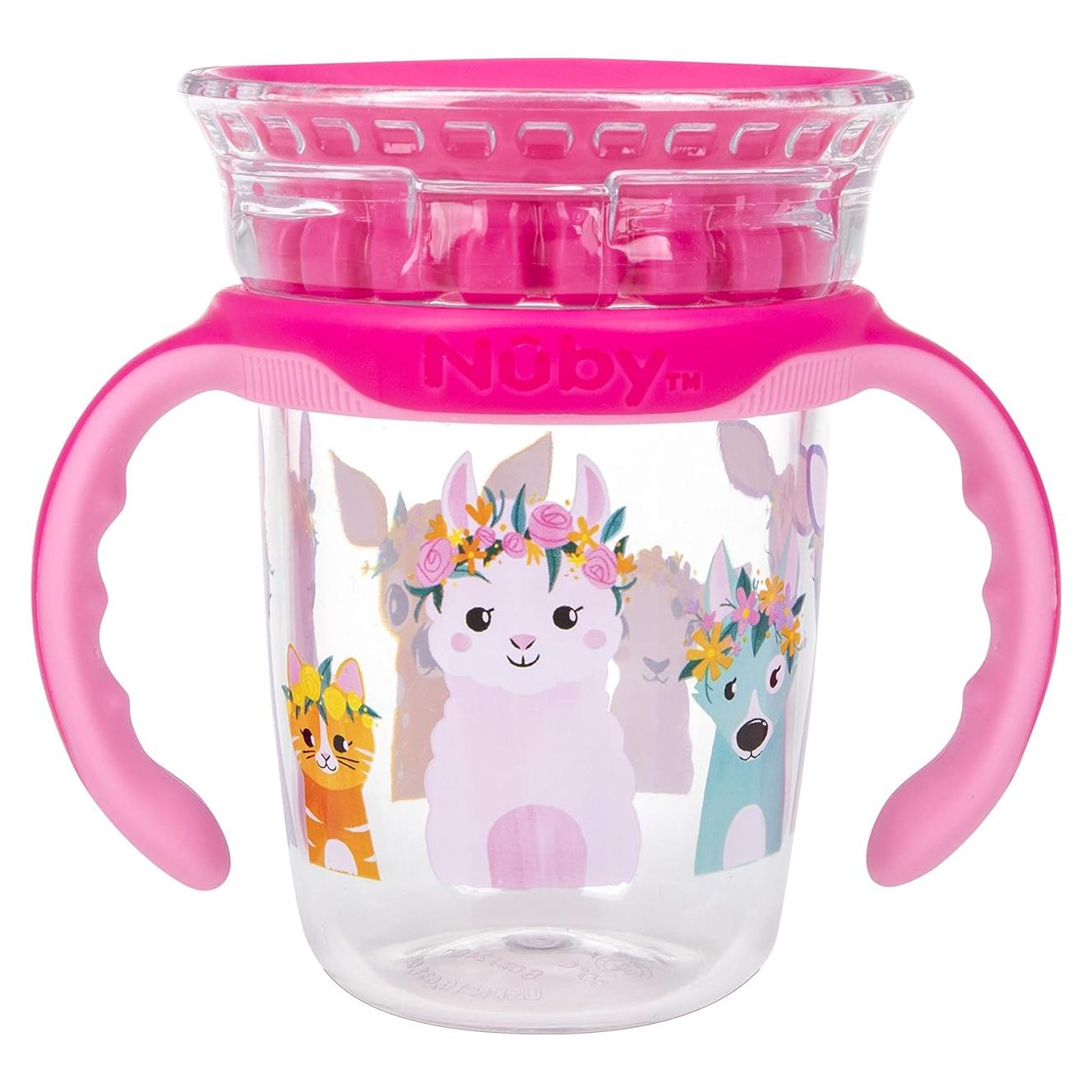 Vaso de Bebida 360 Nuby con Mangos Removibles 240 ml Rosa