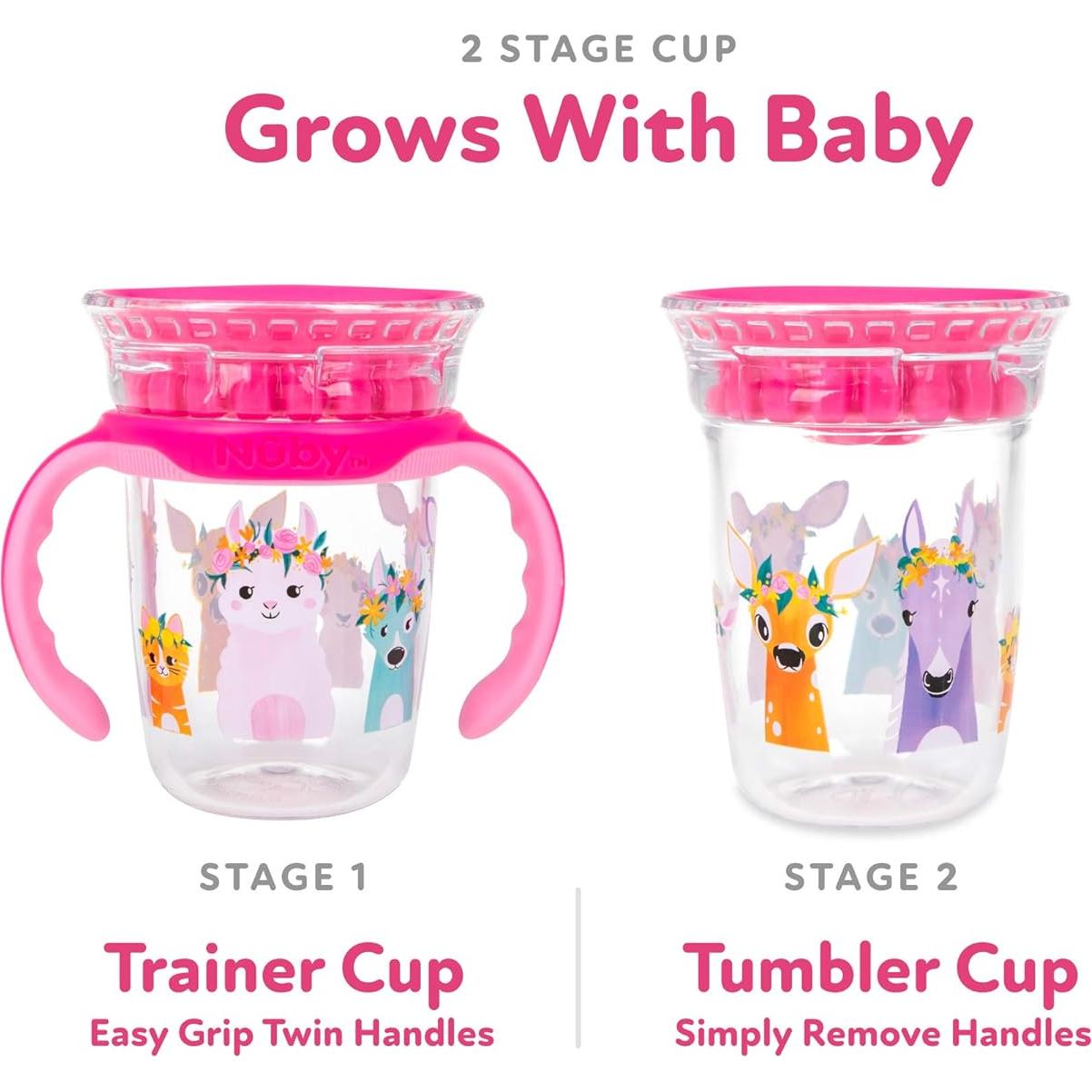 Vaso de Bebida 360 Nuby con Mangos Removibles 240 ml Rosa