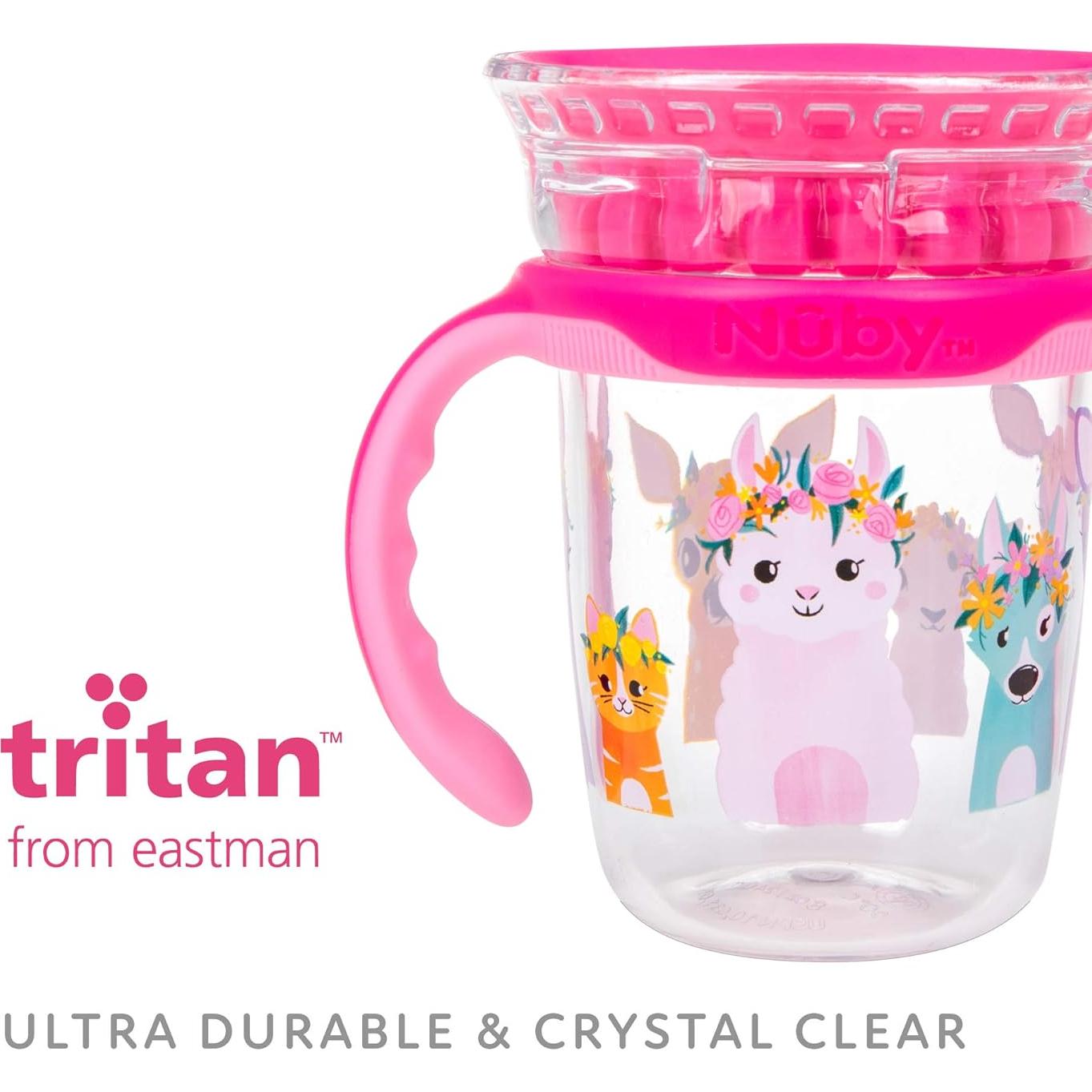 Vaso de Bebida 360 Nuby con Mangos Removibles 240 ml Rosa