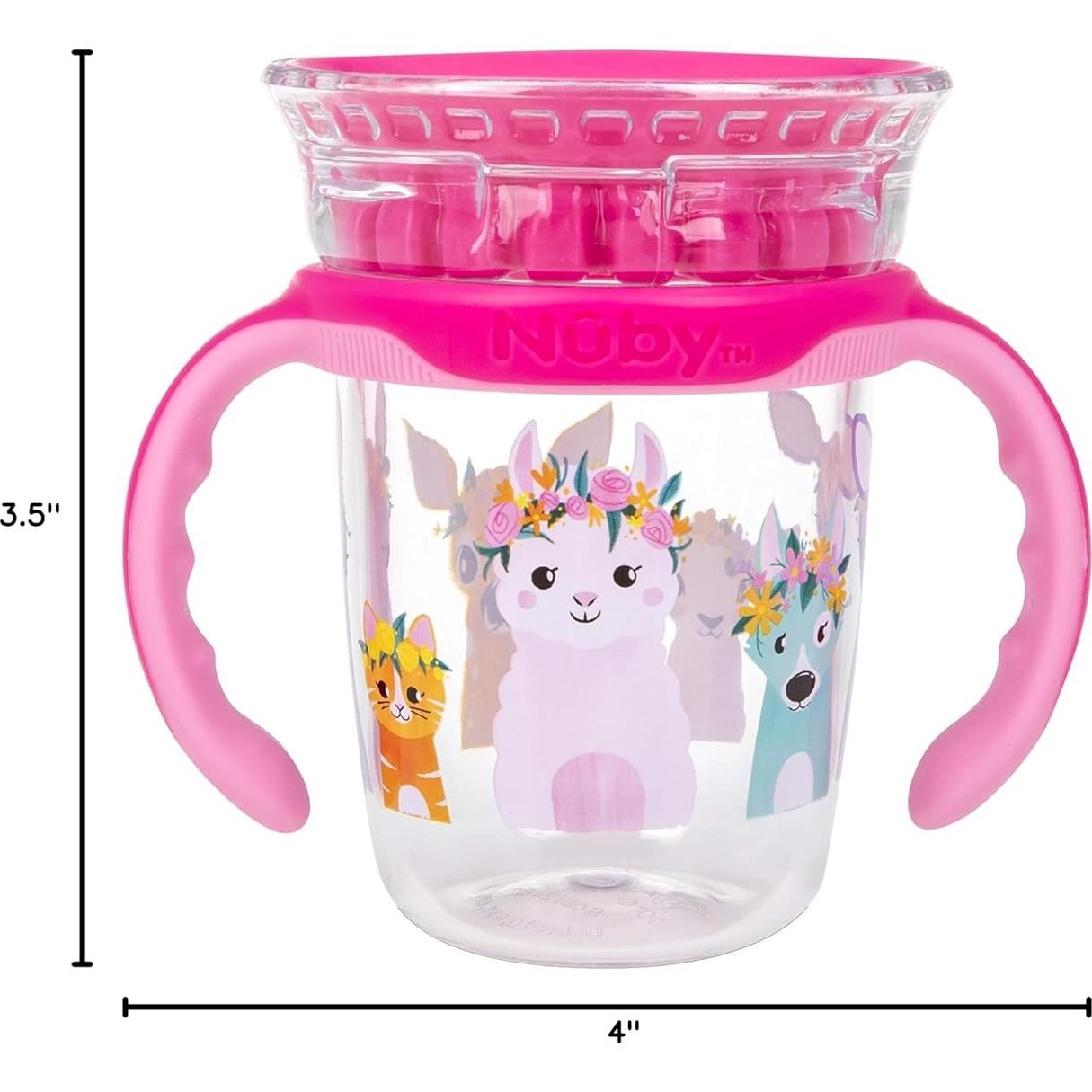 Vaso de Bebida 360 Nuby con Mangos Removibles 240 ml Rosa
