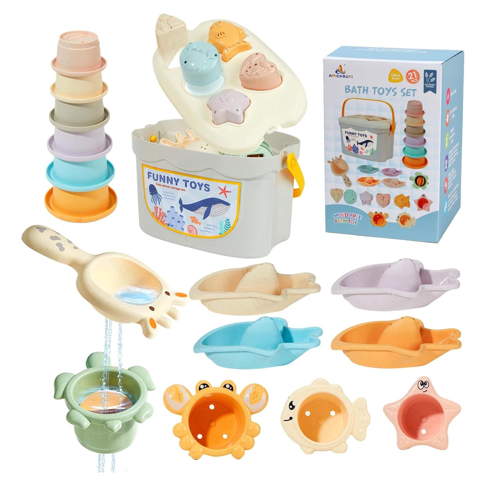 Juguetes de Baño 21PCS AMCHSURI Montessori para Bebés