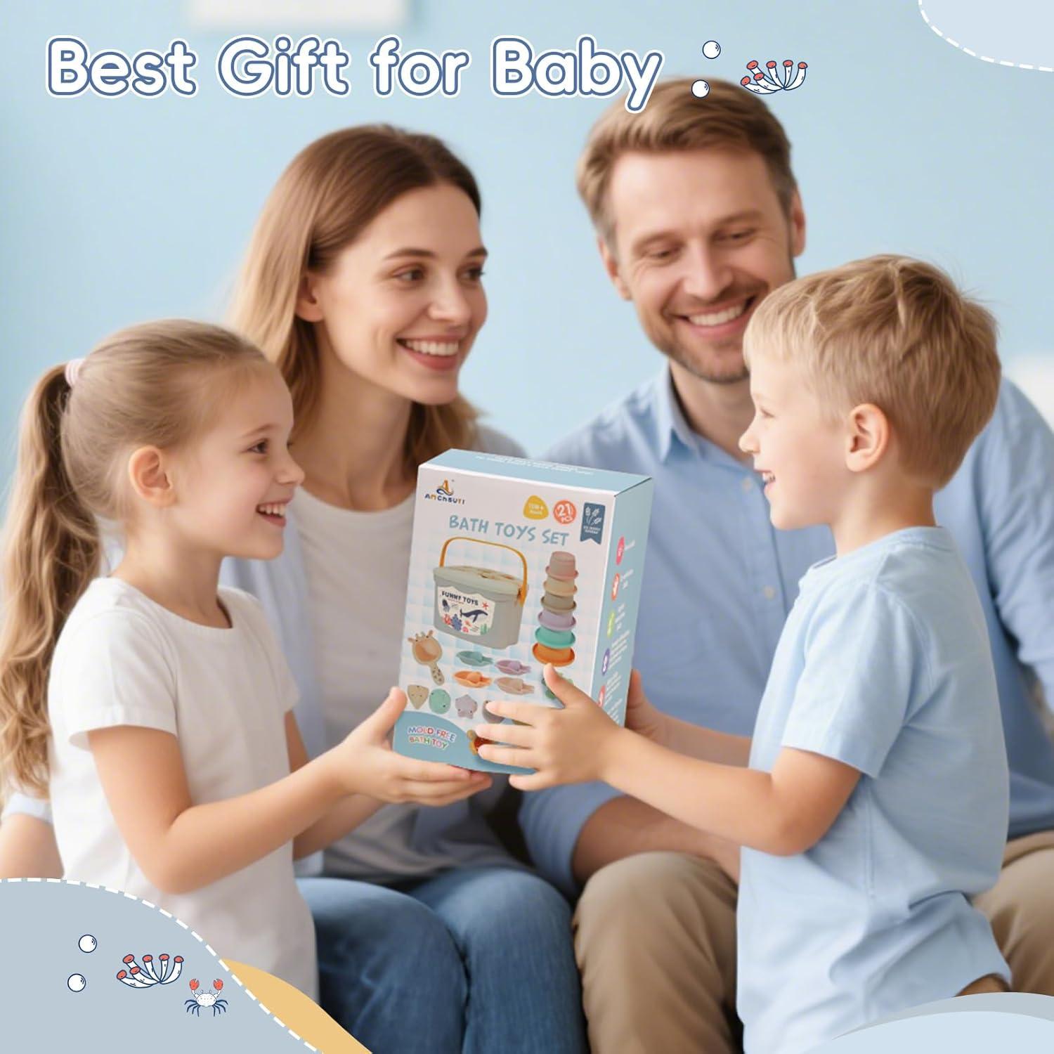 Juguetes de Baño 21PCS AMCHSURI Montessori para Bebés