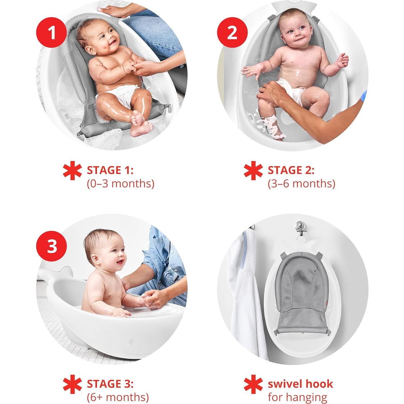 Bañera para Bebés Skip Hop MOBY Blanca 3 Etapas 0-11.3 kg