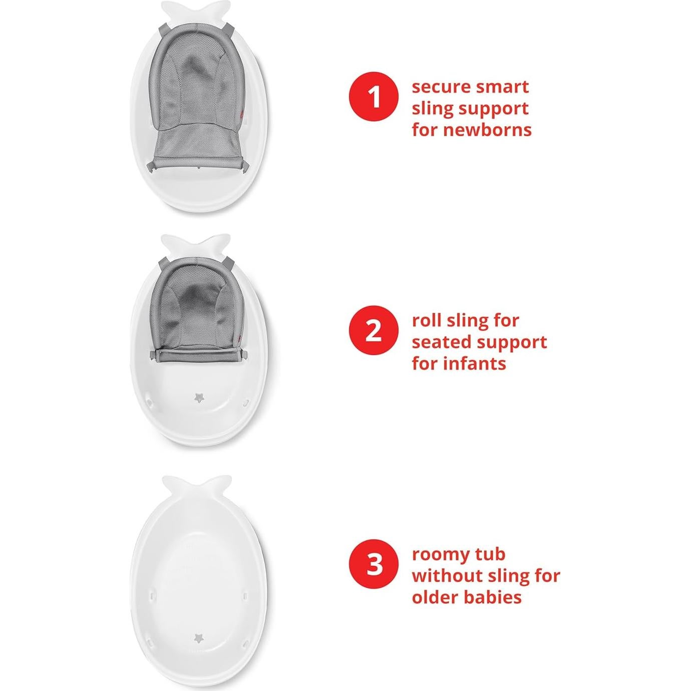 Bañera para Bebés Skip Hop MOBY Blanca 3 Etapas 0-11.3 kg