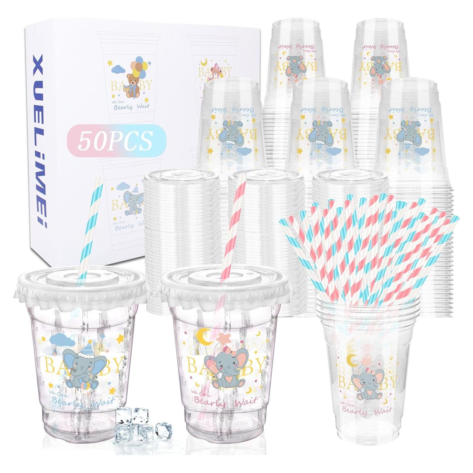 Vasos de Plástico Desechables Xuelimei Elefante Rosa y Azul 50u