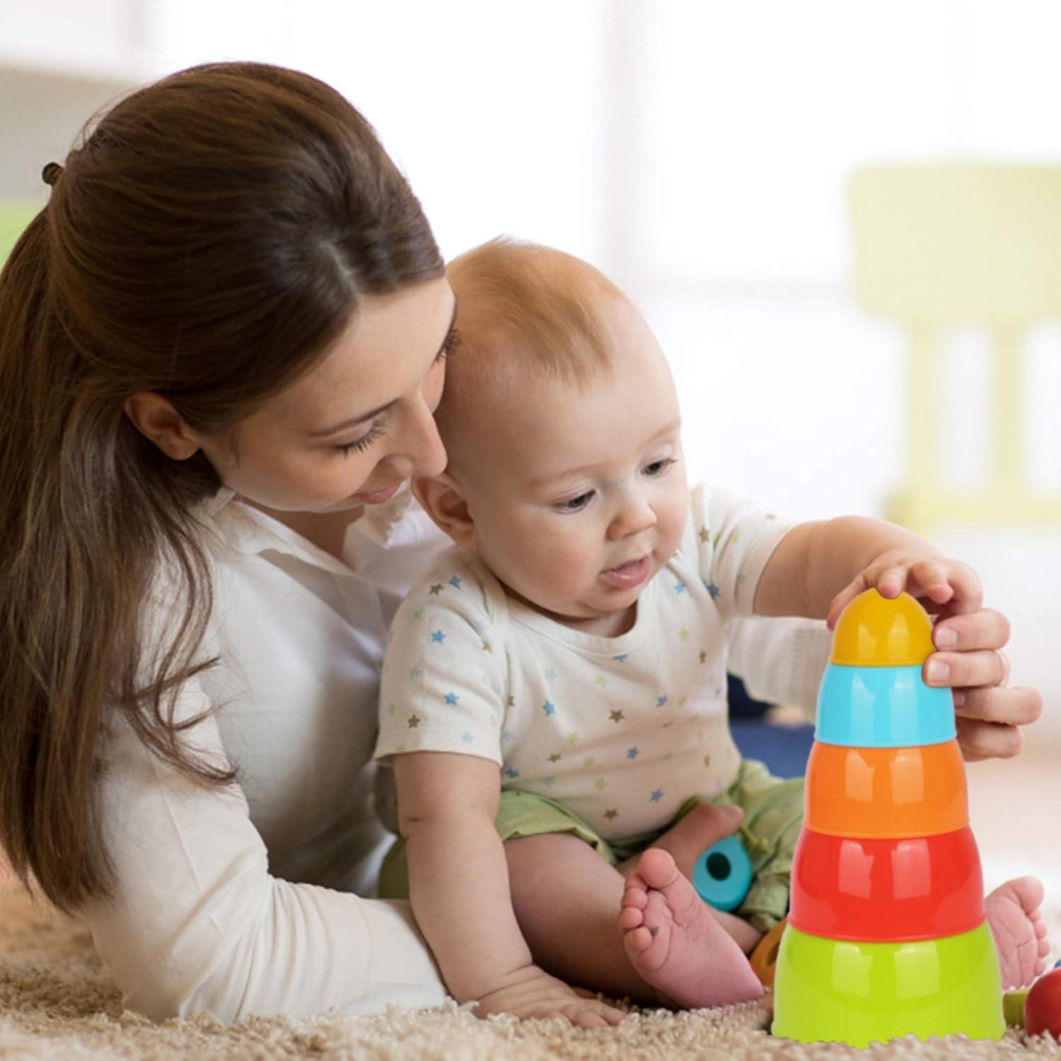 Juego de Juguetes de Baño Playkidz - Barcos y Tazas Apilables 16 Piezas