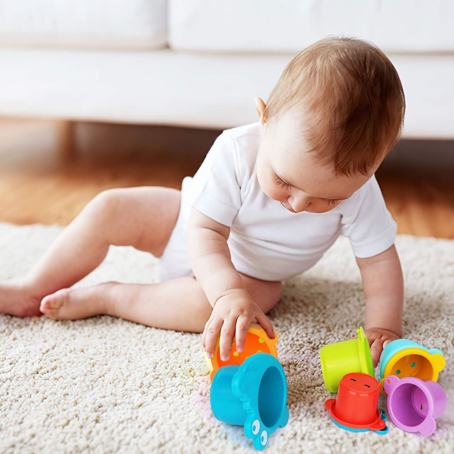 Juego de Juguetes de Baño Playkidz - Barcos y Tazas Apilables 16 Piezas