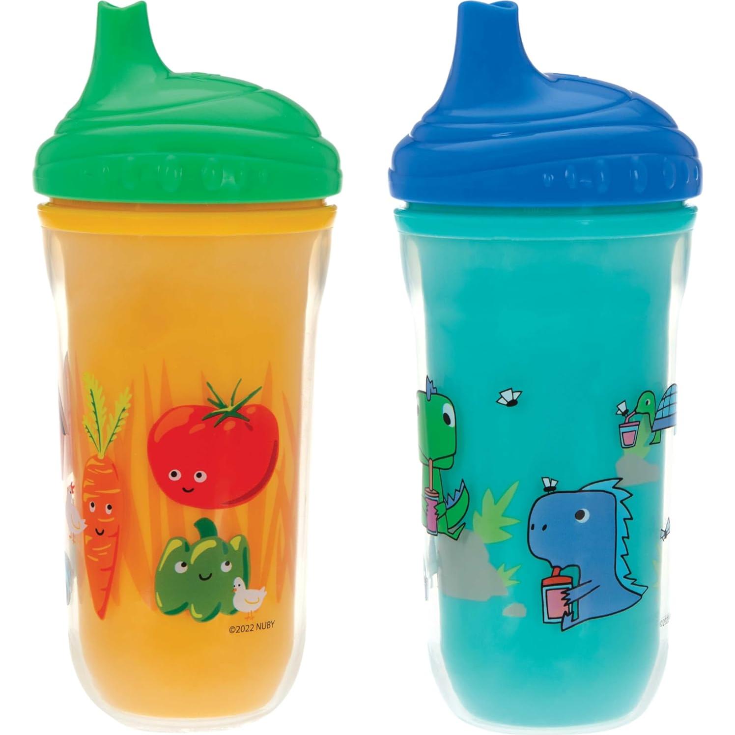 Taza Aislada No-Spill Nuby 266 ml Pico Duro 2 Unidades