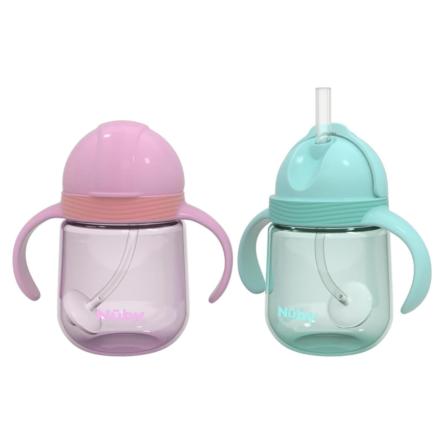 Vaso Entrenador Nuby Clik-It 240 ml Popote Silicona 2 Pzs