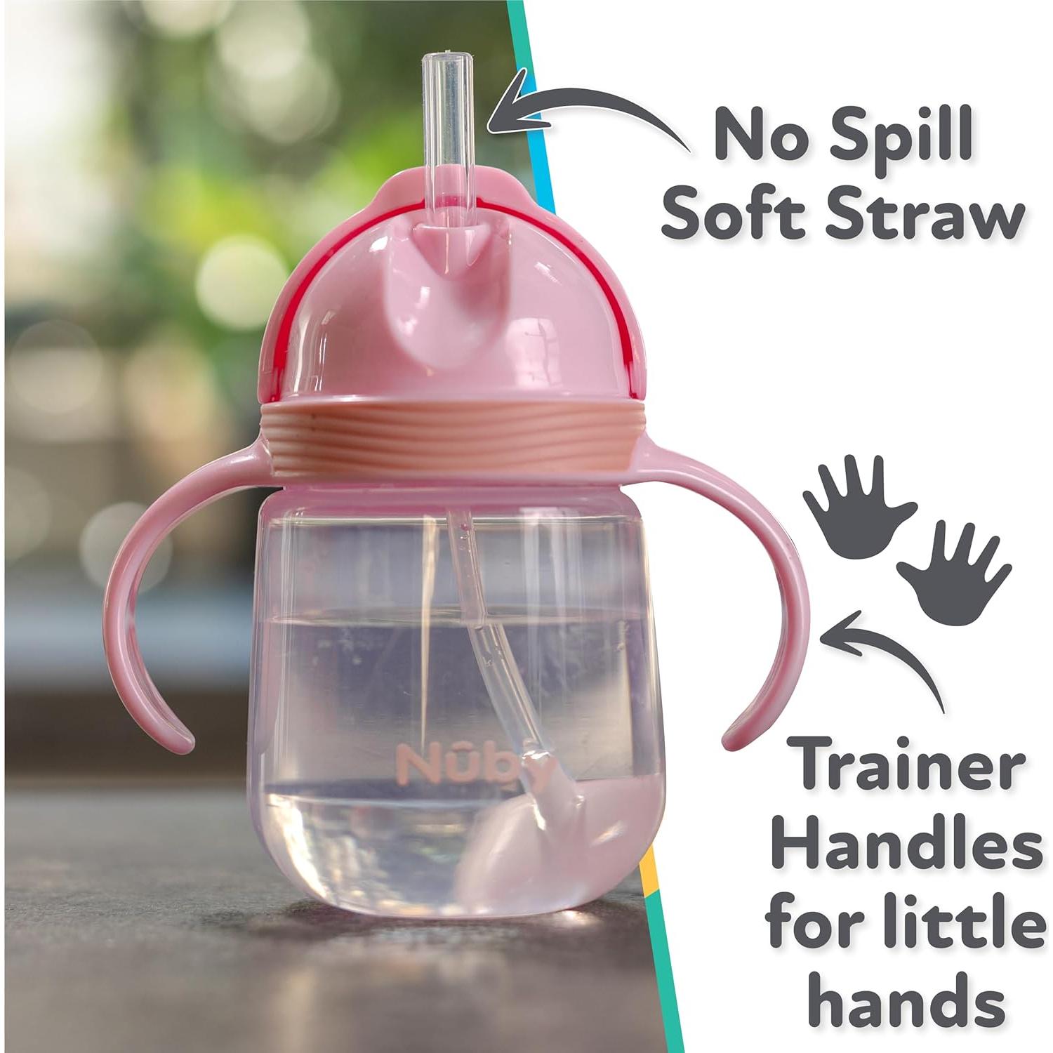 Vaso Entrenador Nuby Clik-It 240 ml Popote Silicona 2 Pzs