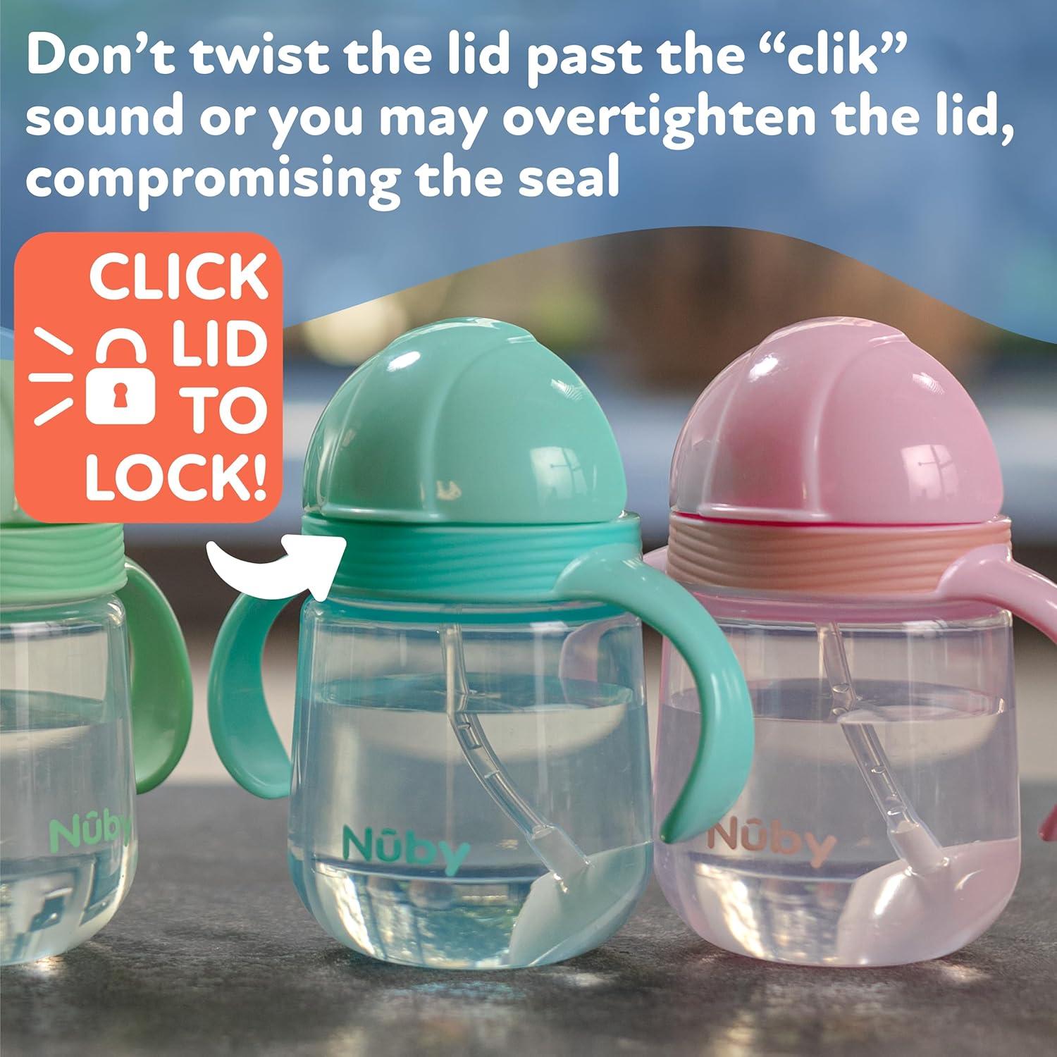 Vaso Entrenador Nuby Clik-It 240 ml Popote Silicona 2 Pzs