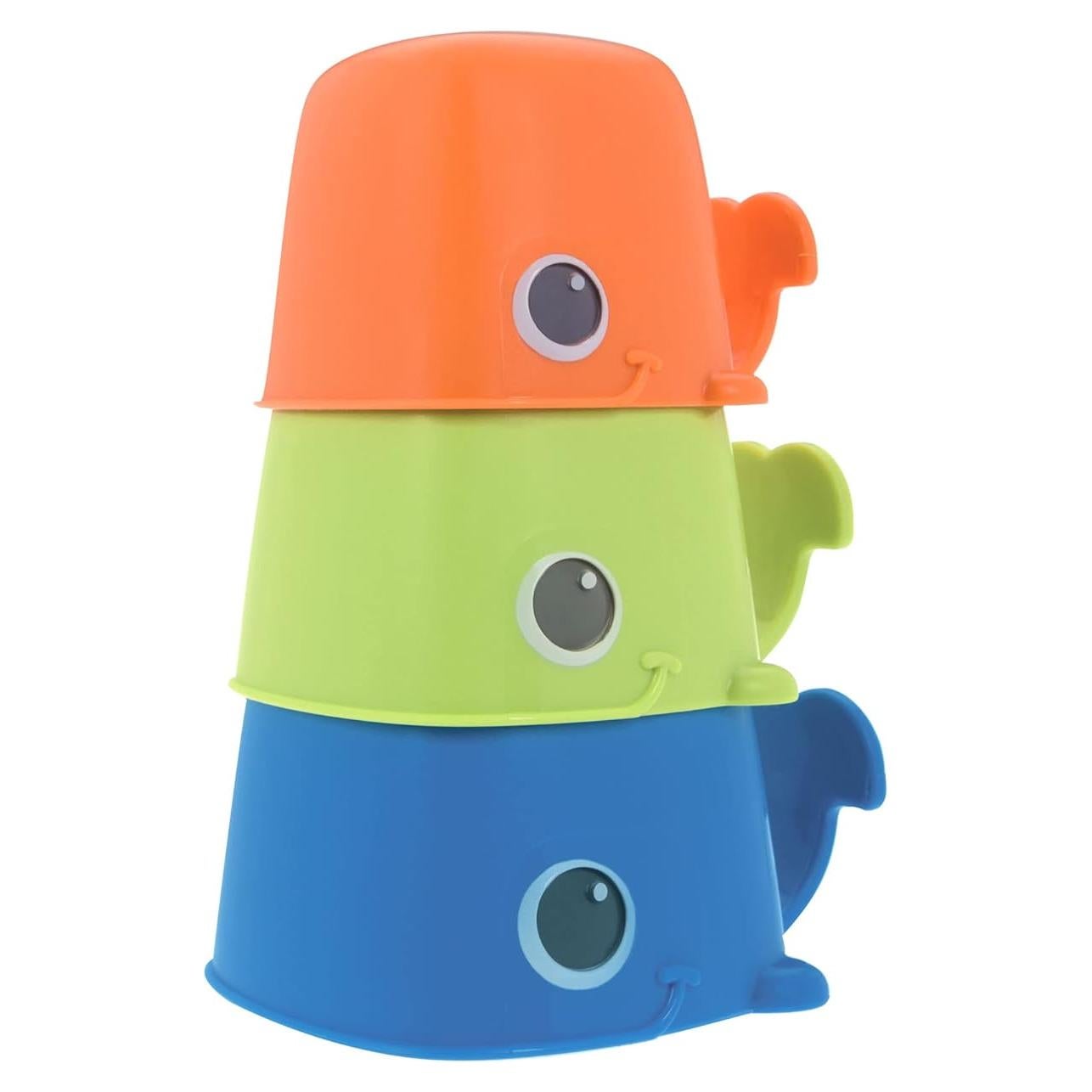 Tazas de Baño Nuby Ballena - 3 Tazas Apilables para Niños