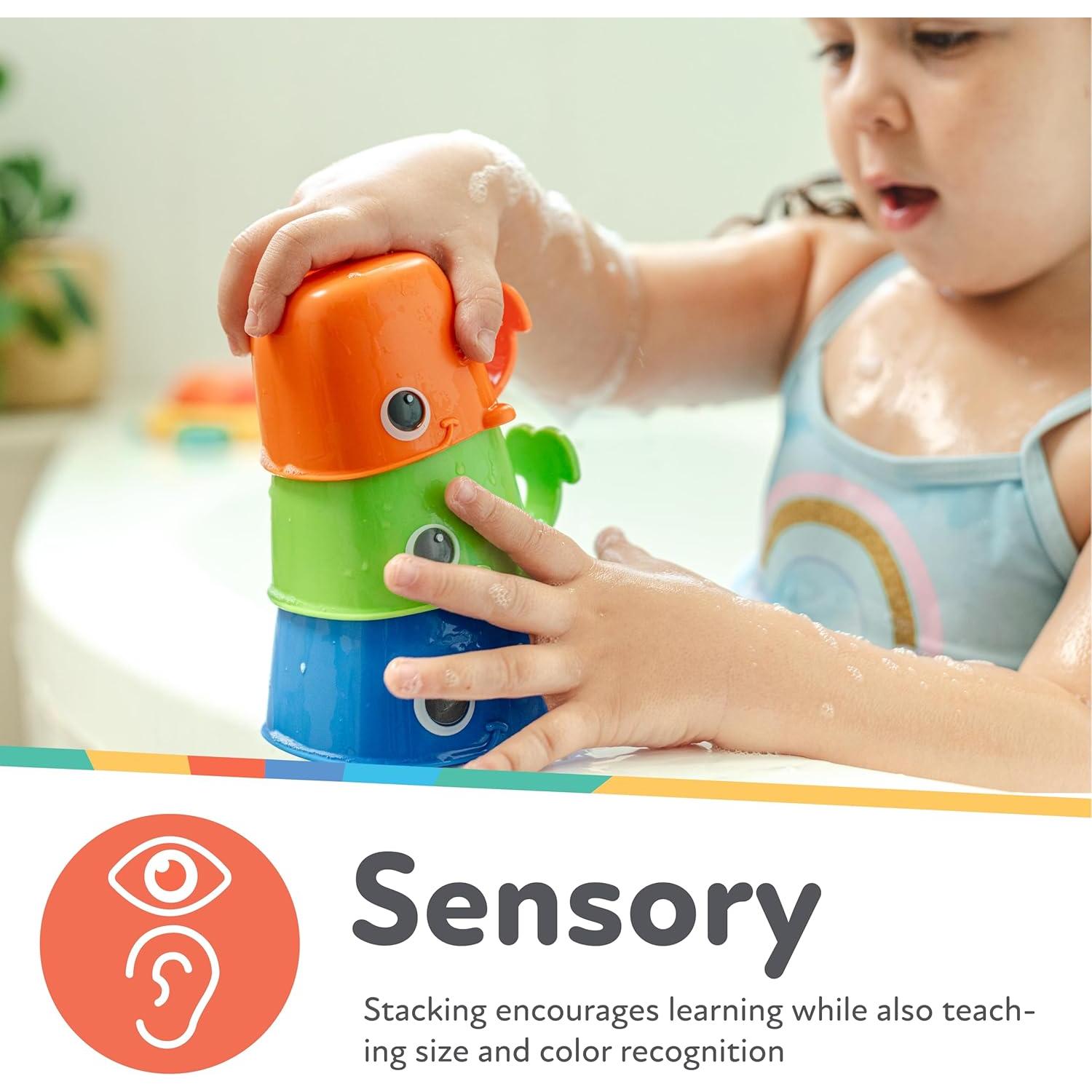 Tazas de Baño Nuby Ballena - 3 Tazas Apilables para Niños